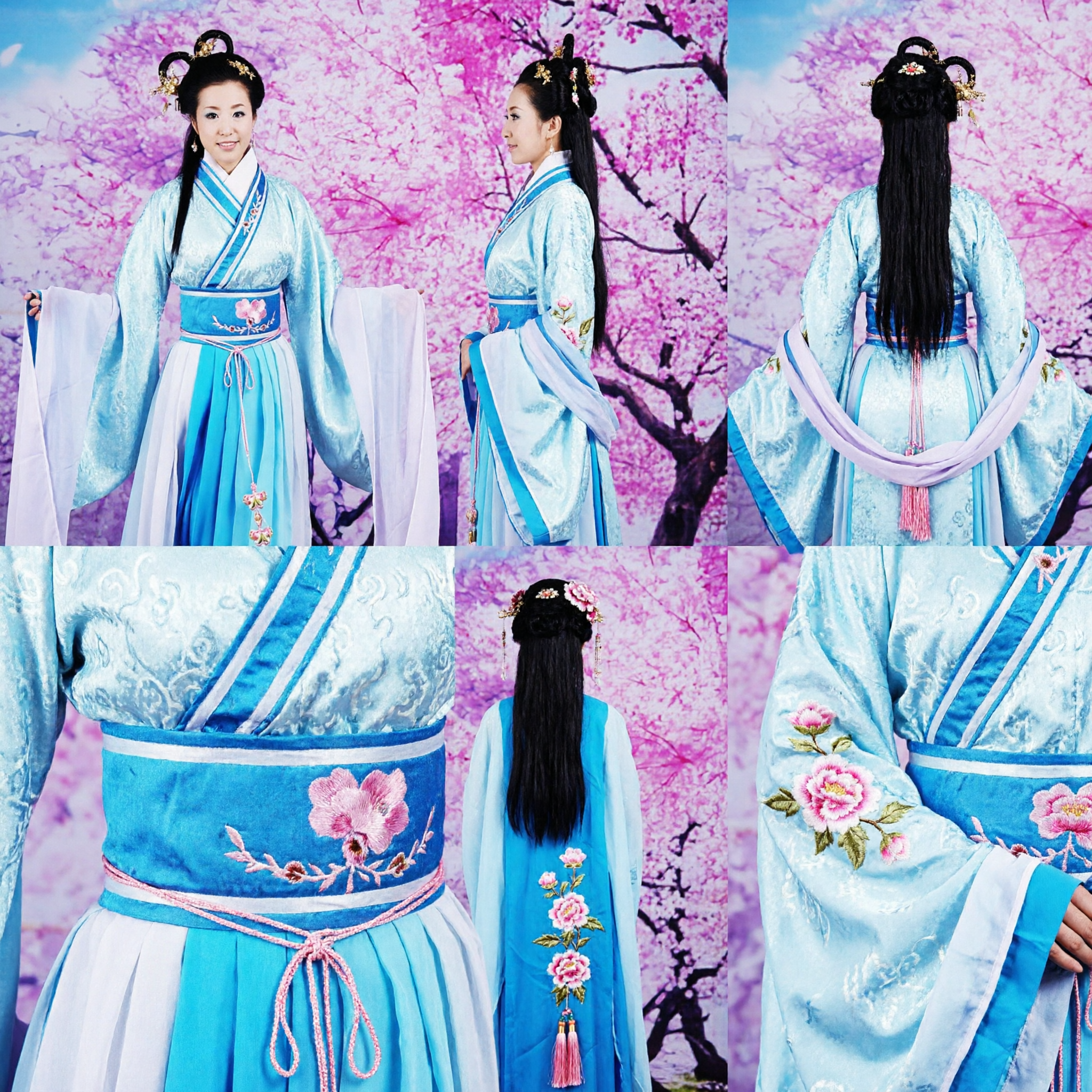 Traje Tradicional Chinês Hanfu Azul, Vestido Antigo de Fada para Mulheres, Performance de Drama Histórico - Asian Costume