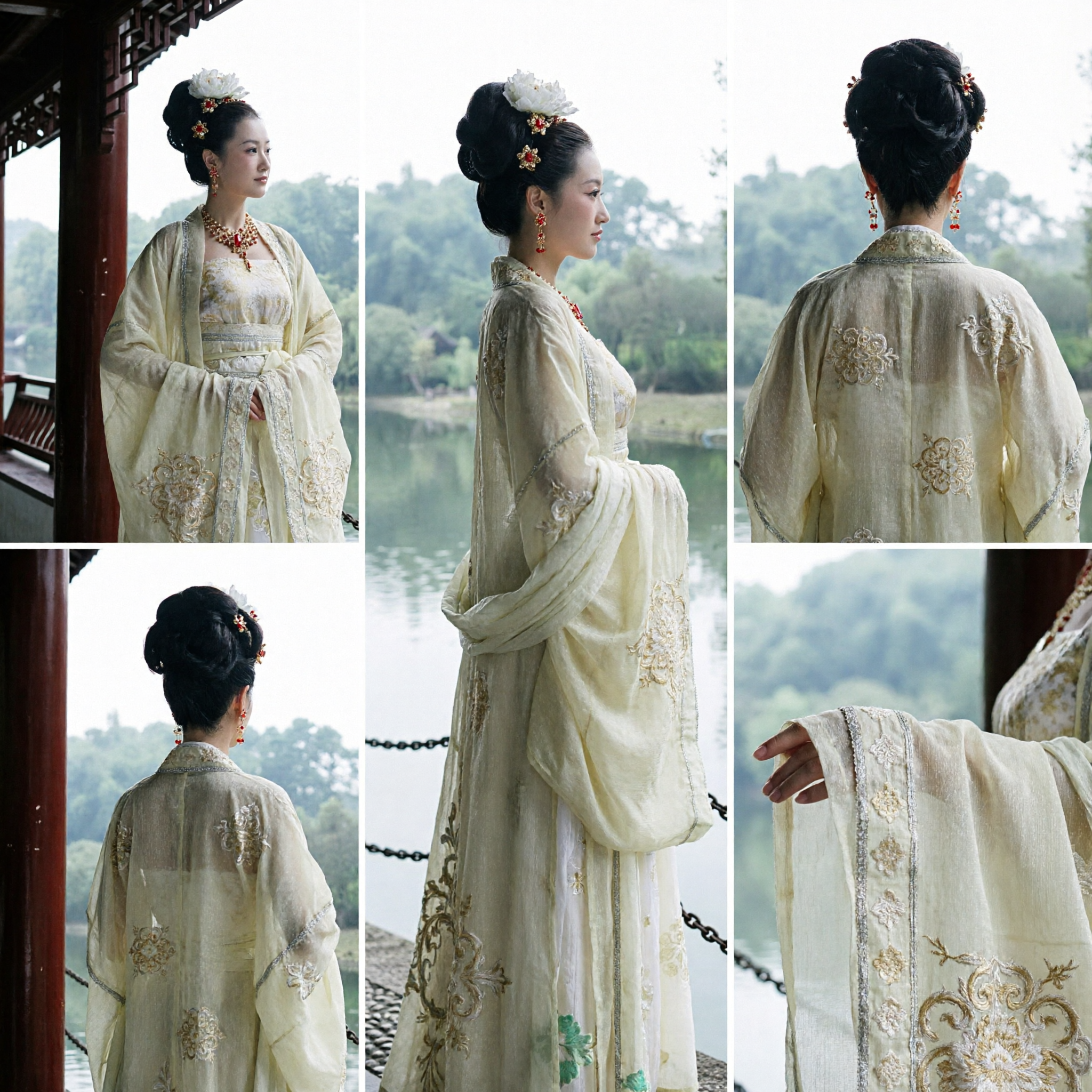 Costume Hanfu Dinastia Tang Tradizionale Cinese Elegante Vestito Ricamato Dama di Palazzo per Donna per Fotografia e Spettacolo - Asian Costume
