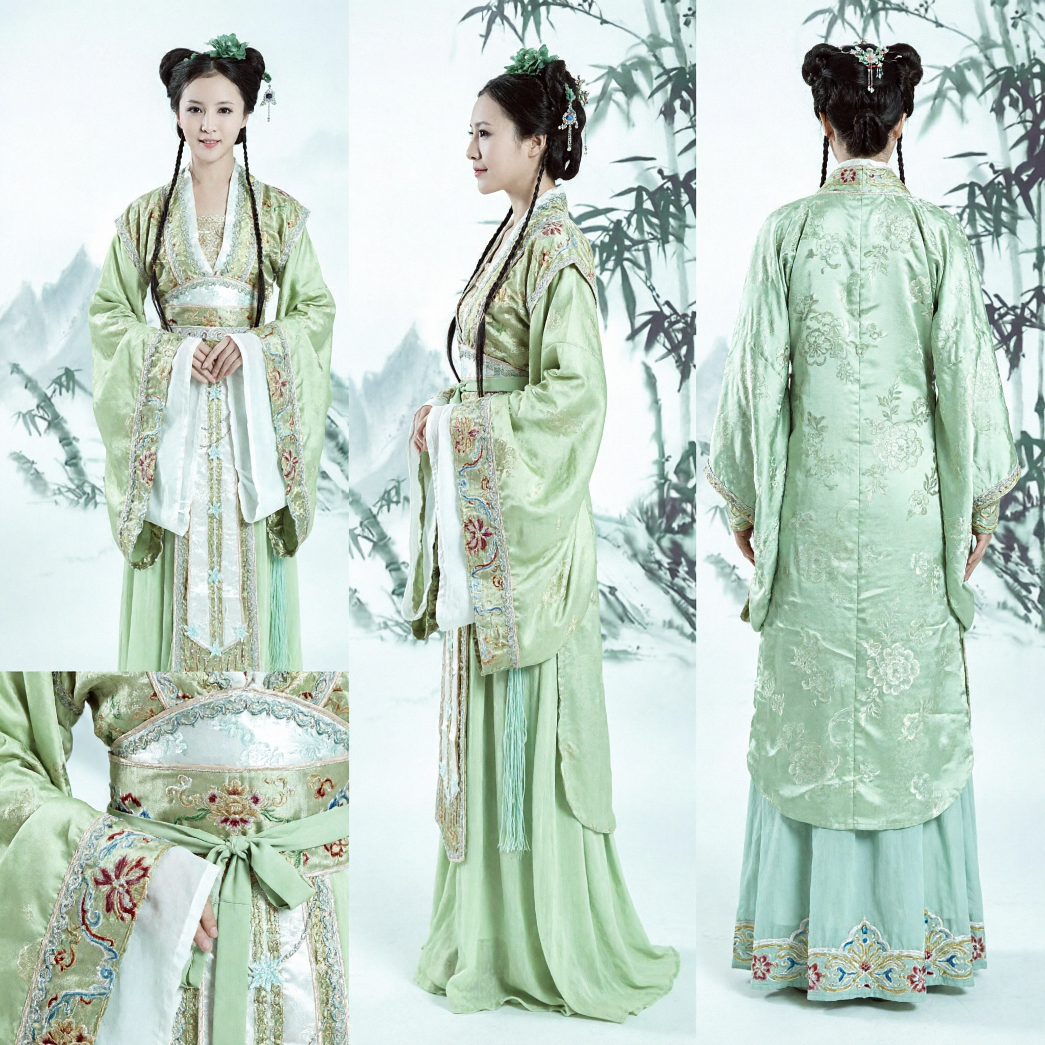 Hanfu Verde Tradicional Chinês, Vestido Antigo Bordado para Mulheres, para Performance Cultural e Cosplay - Asian Costume