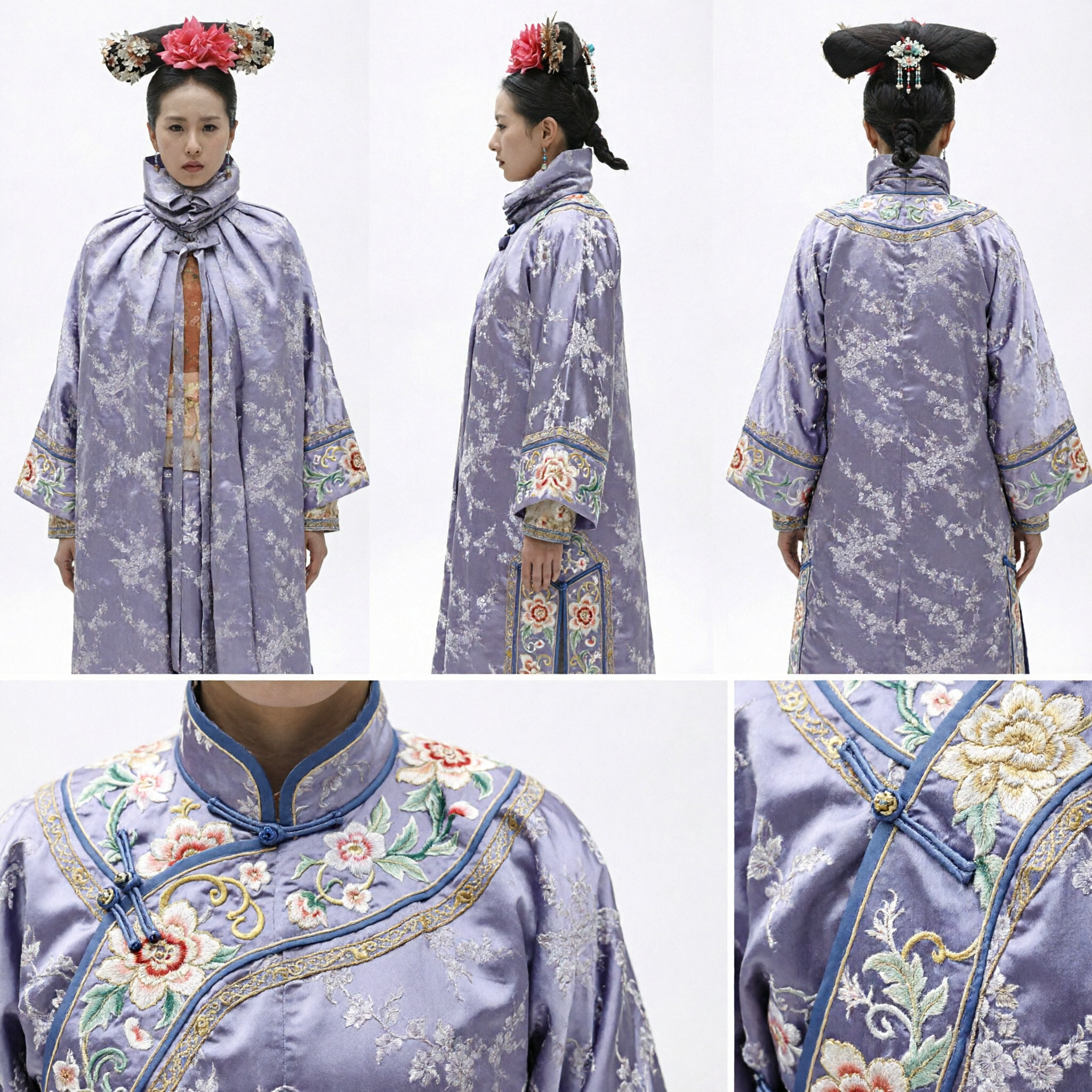 Traditioneel Chinees Qing-dynastie Mantsjoe Prinsessen Cape Mantel Winter Bloemig Borduurwerk Kostuum voor Vrouwen Cosplay - Asian Costume