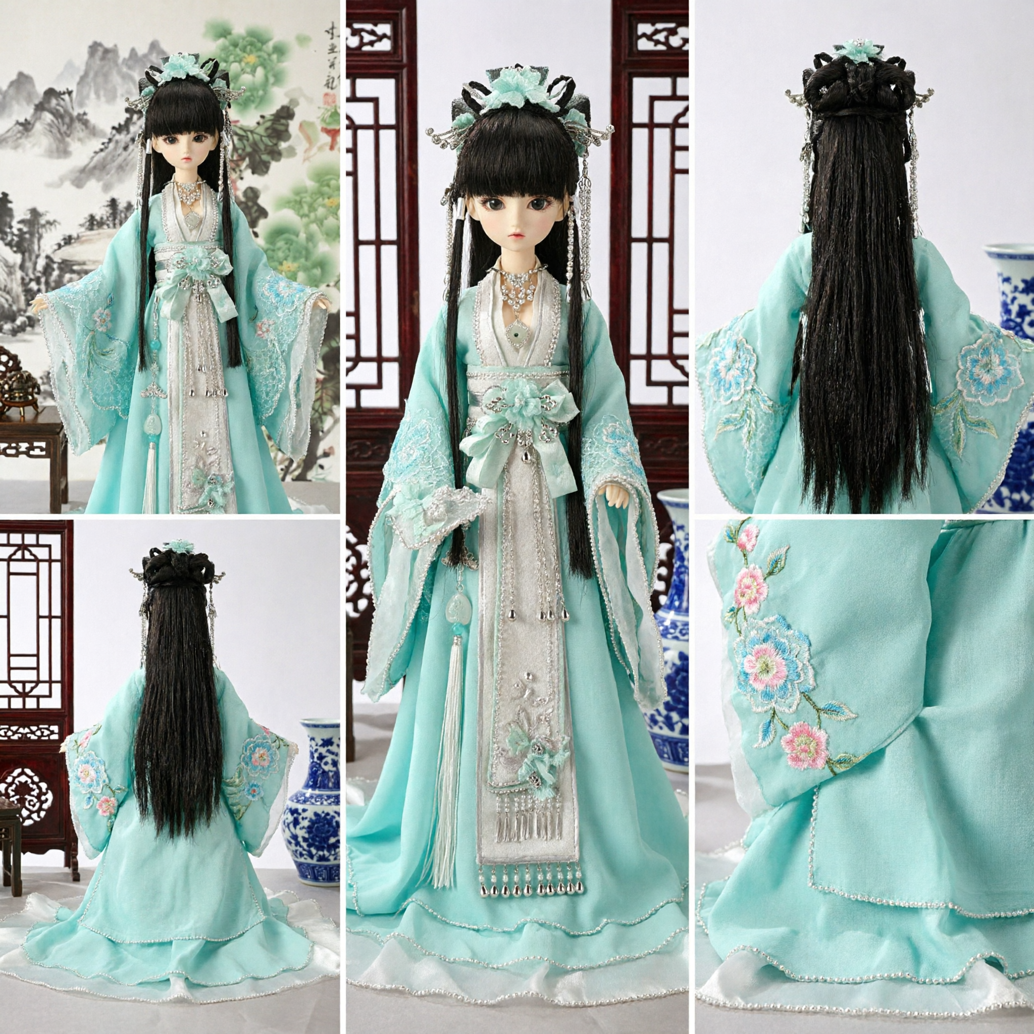 Tradycyjny chiński strój Hanfu dla Smart Doll starożytna suknia księżniczki z akcesoriami do włosów i biżuterią - Asian Costume