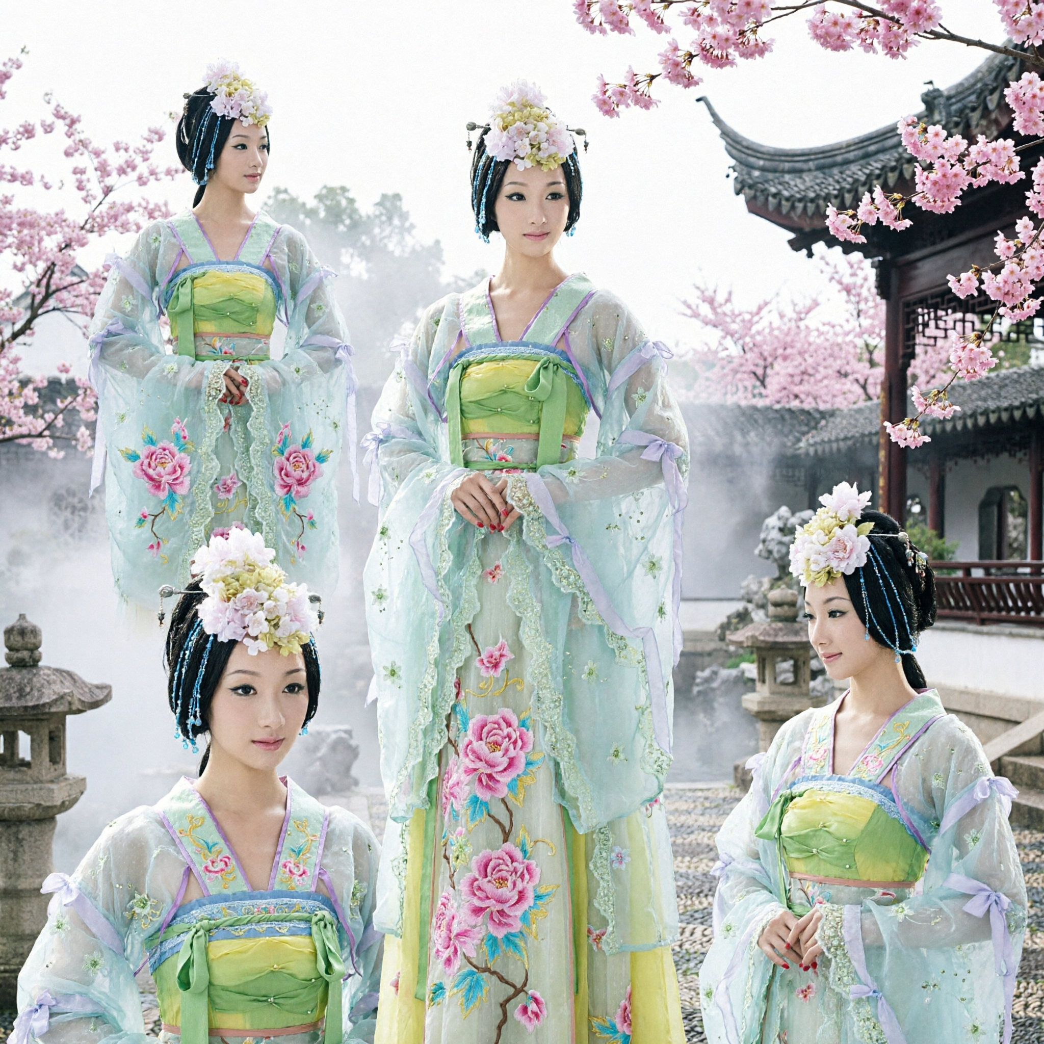 Ensemble Complet de Costume de Fée de la Dynastie Tang Hanfu Chinois Traditionnel pour Femmes avec Parapluie pour Danse et Cosplay - Asian Costume