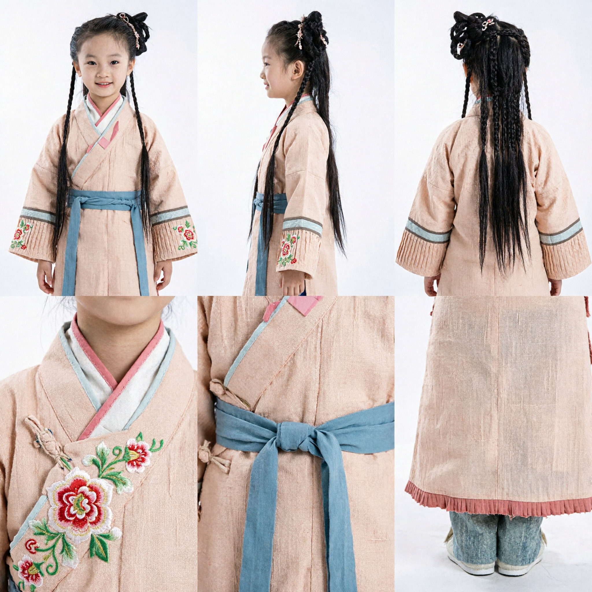 Conjunto de Traje Hanfu Chinês Antigo para Meninas Crianças Roupas Históricas Tradicionais para Performance, Festivais e Cosplay - Asian Costume