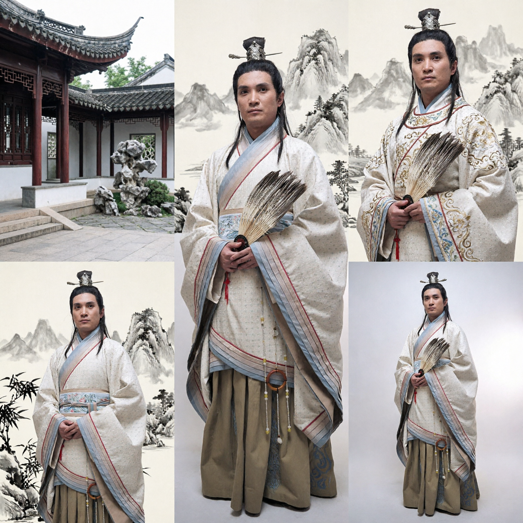 Traje Hanfu Chinês Antigo Masculino de Estudante dos Três Reinos Robe Tradicional de Zhuge Liang para Cosplay e Teatro - Asian Costume