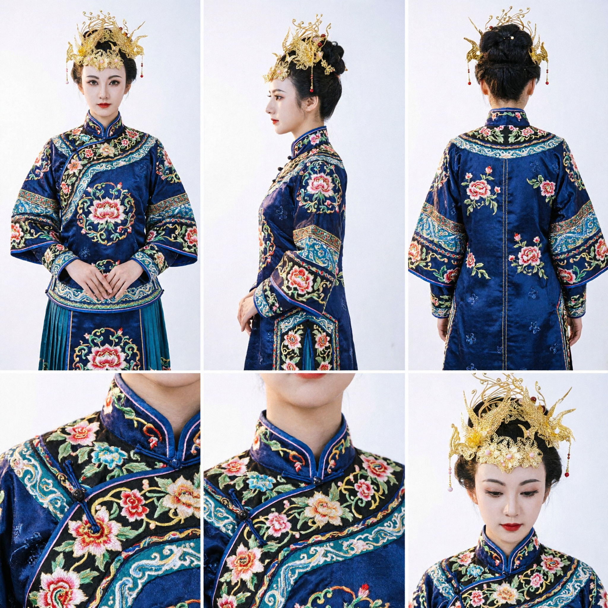 Wyszukana Tradycyjna Chińska Złota Korona Feniksa Akcesorium do Włosów dla Panny Młodej na Wesele, Headdress do Cosplayu Hanfu - Asian Costume