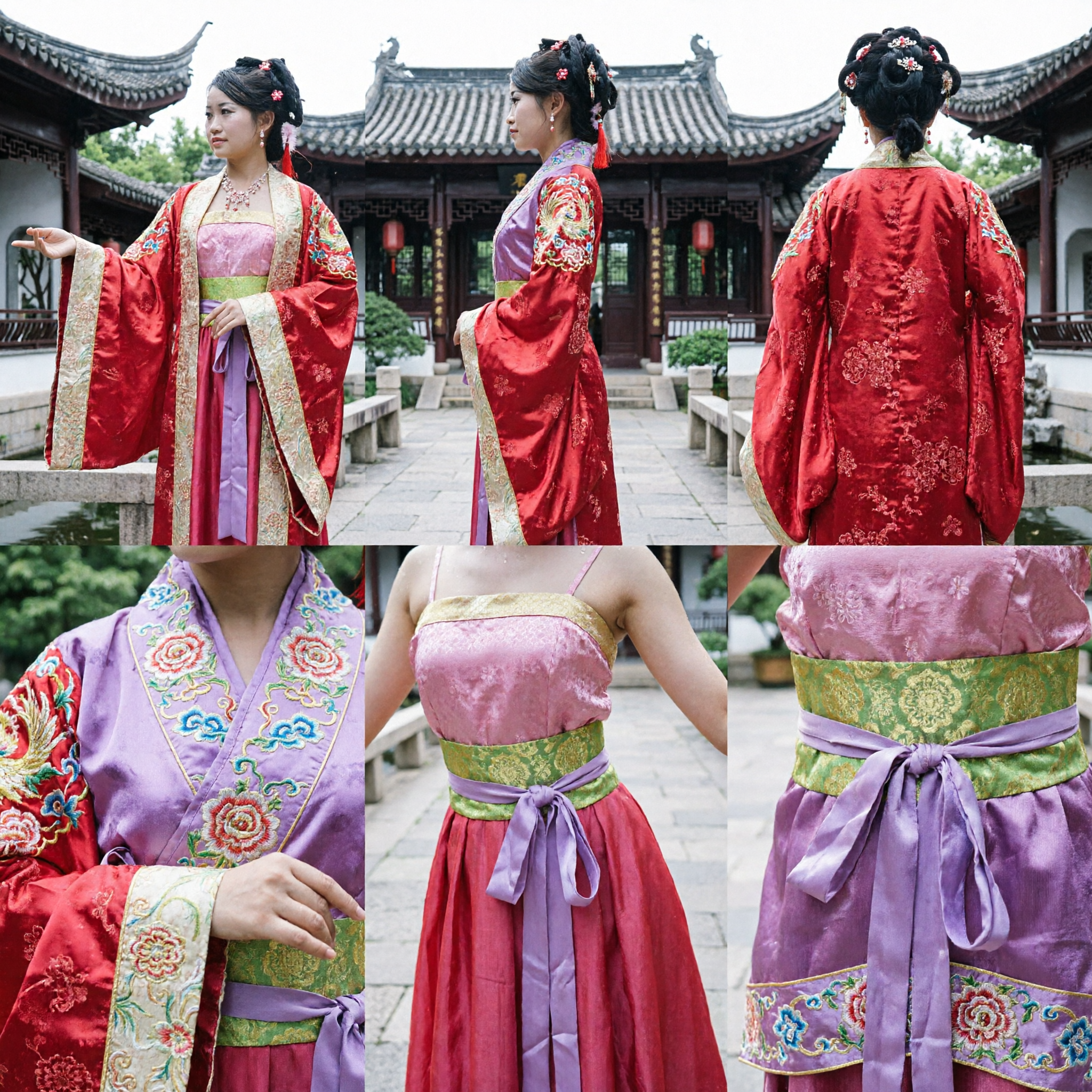 Costume traditionnel chinois Hanfu de l'impératrice de la dynastie Tang - Robe ancienne rouge pour femmes pour spectacle sur scène - Asian Costume