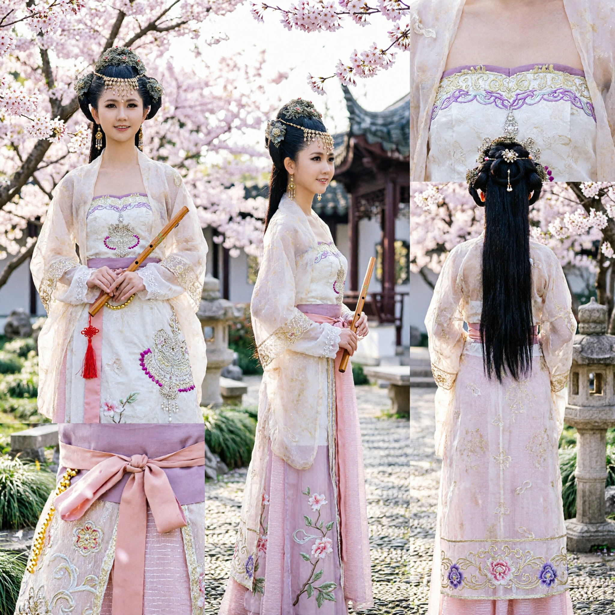 Elegancki Tradycyjny Chiński Hanfu Starożytny Kostium Wróżki Biało-Różowa Sukienka dla Kobiet Cosplay Występ - Asian Costume