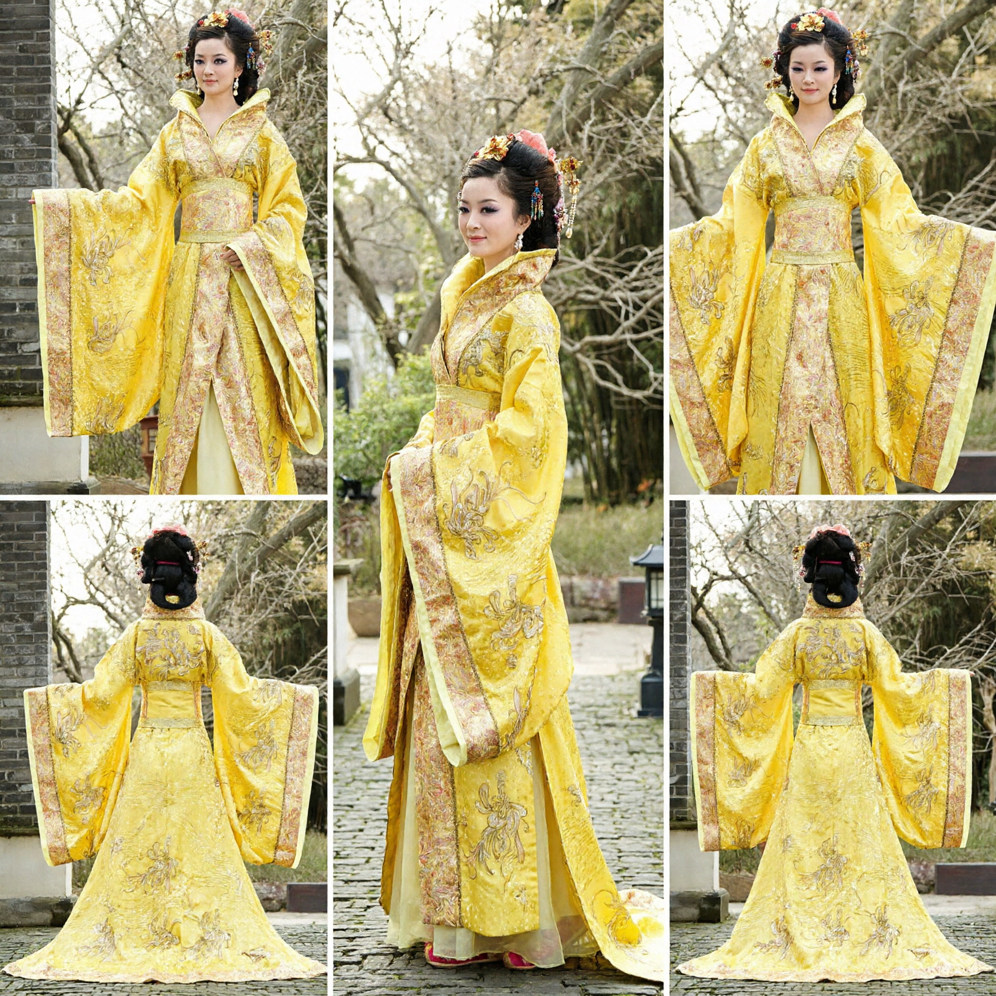 Ancient Chinese Empress Yellow Imperial Robe Hanfu Costume for Women Stage Performance Cosplay - Asian Costume