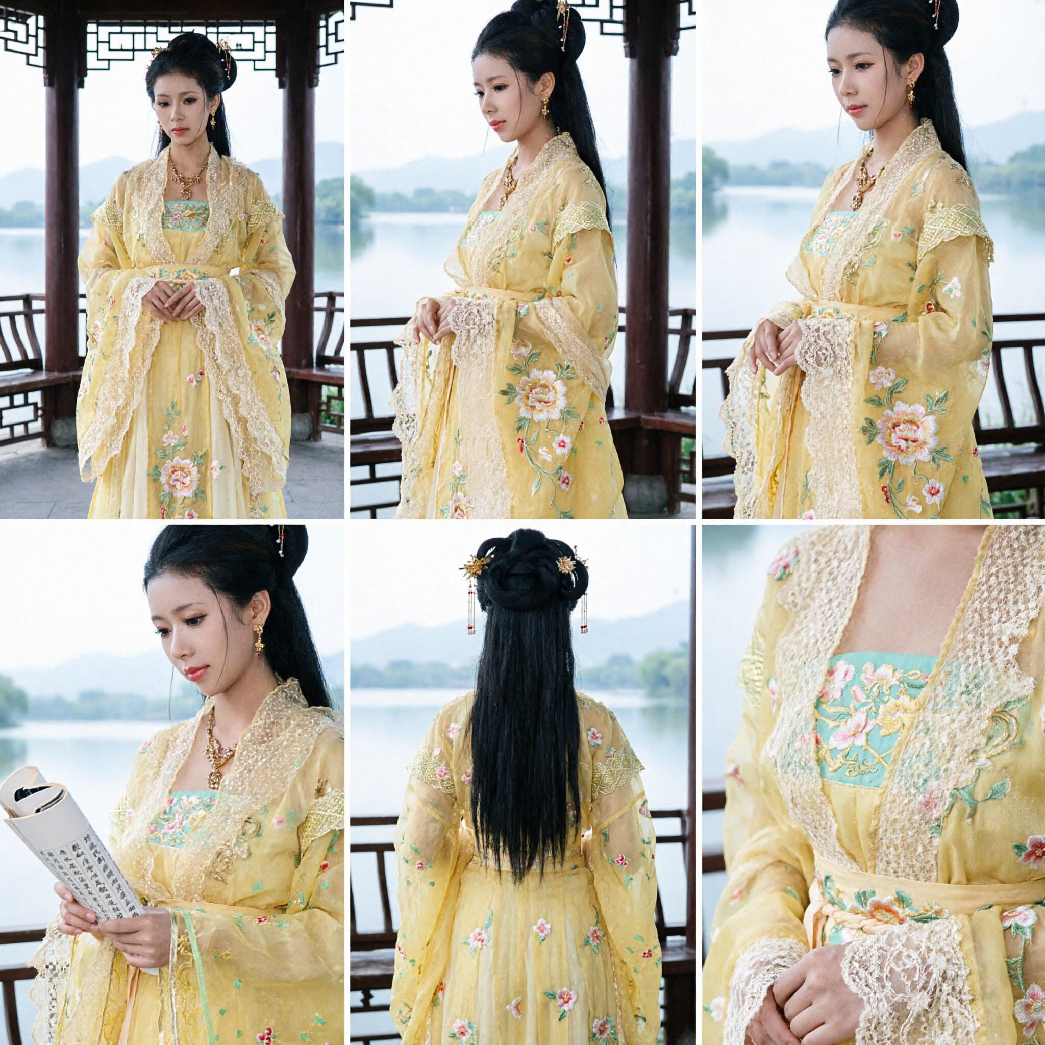 Robe de fée traditionnelle chinoise Hanfu brodée jaune Costume ancien pour photographie et spectacle féminin - Asian Costume