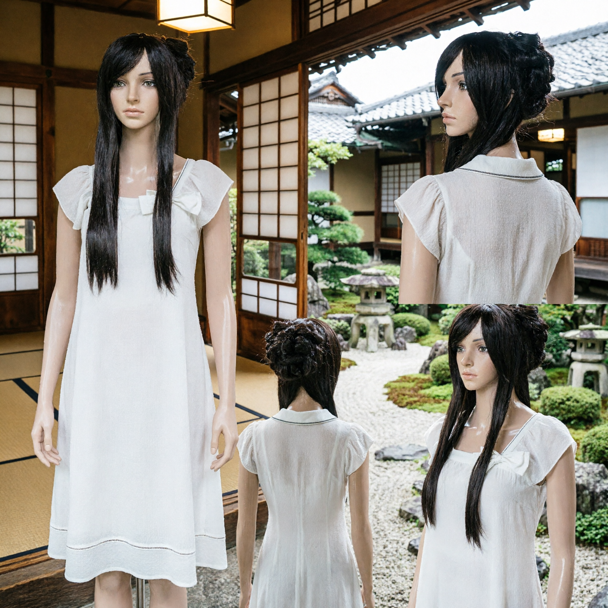 Peluca de Princesa China Antigua Tradicional con Cabello Largo Negro y Moño para Cosplay de Hanfu para Mujeres - Asian Costume