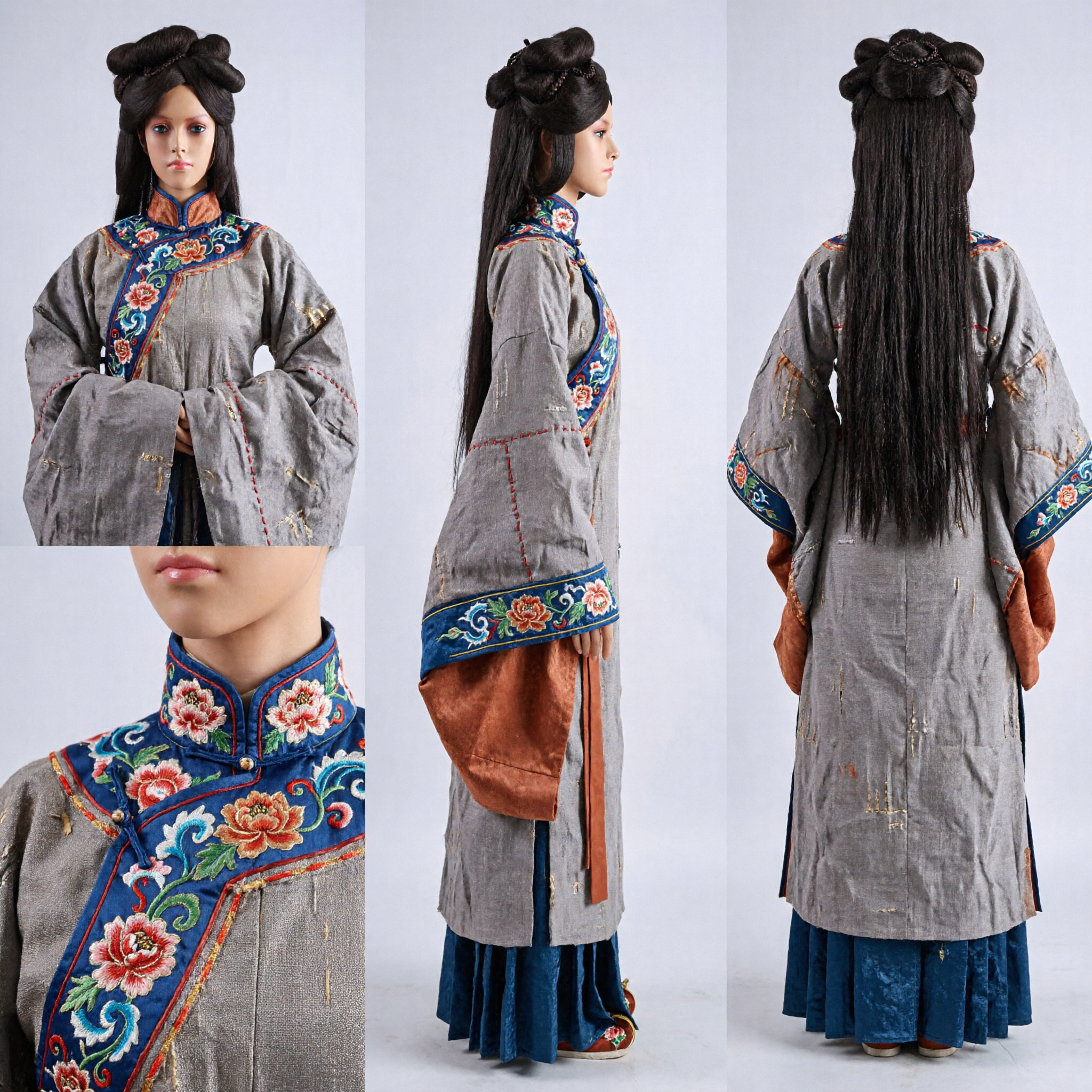 Perruque à cheveux noirs ancienne chinoise traditionnelle pour femmes, accessoire de costume de drame historique pour cosplay Hanfu - Asian Costume