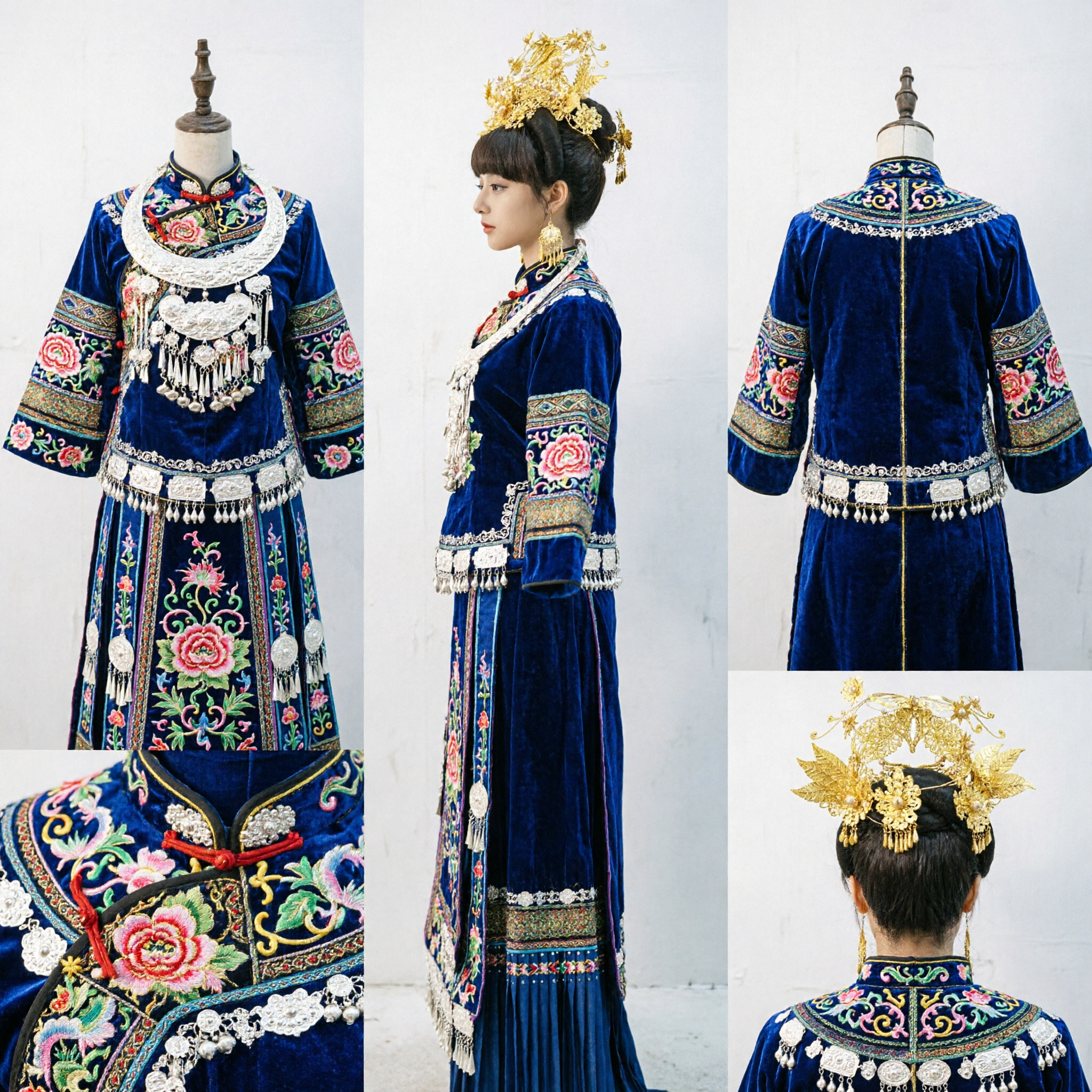 Couronne de cheveux traditionnelle chinoise en or, coiffe de mariée ancienne du palais avec perles pour mariage Hanfu - Asian Costume