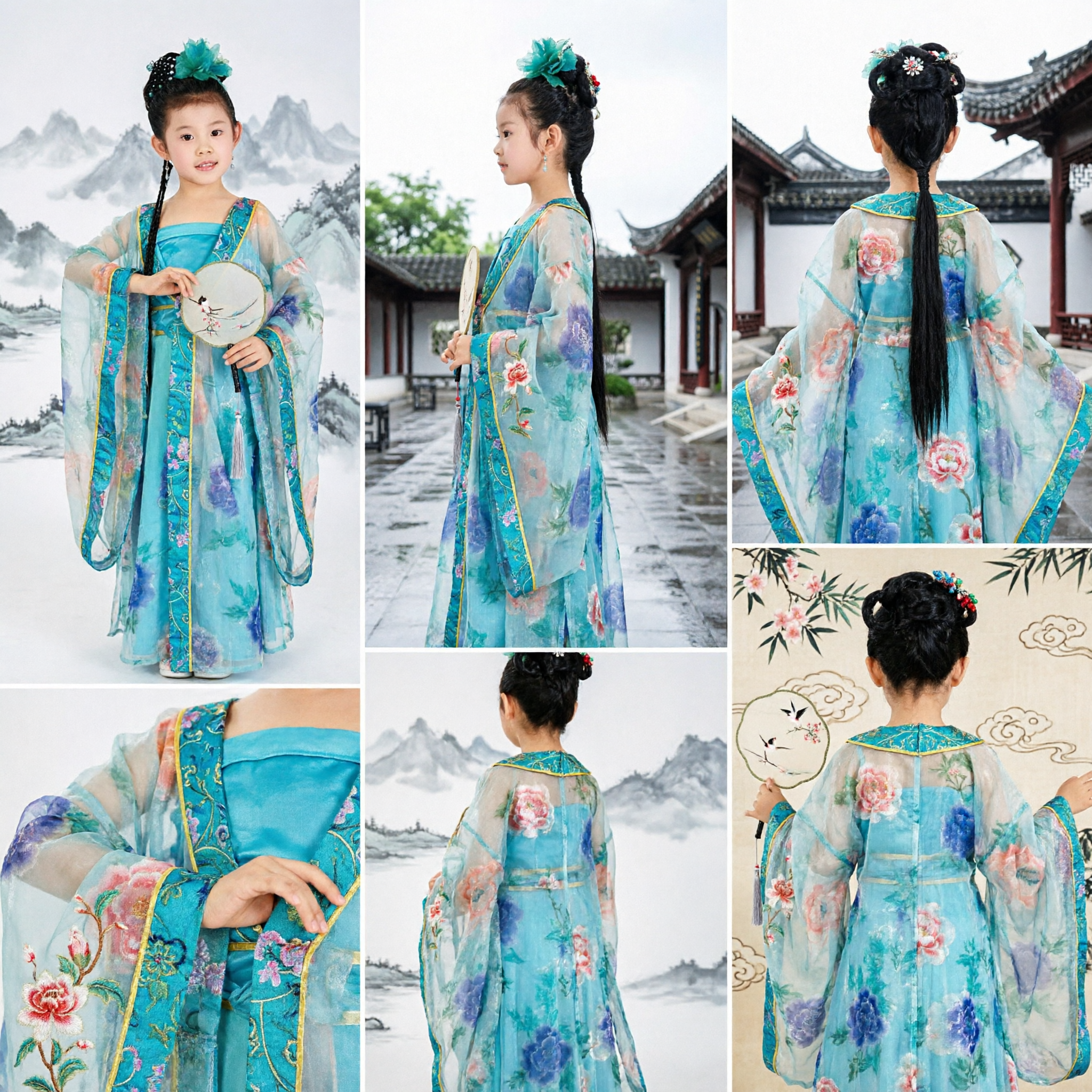 Traje Hanfu Tradicional Chinês para Crianças, Vestido de Fada Antigo da Dinastia Tang para Meninas, Conjunto para Performance de Dança - Asian Costume