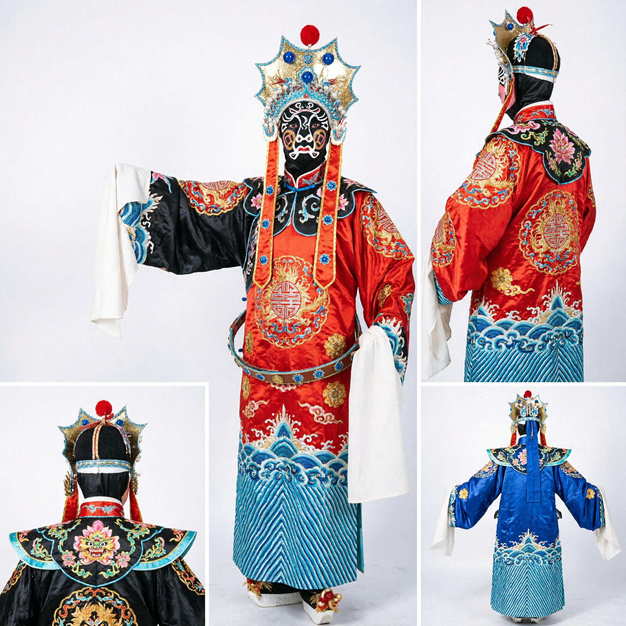 Traje Tradicional da Ópera de Sichuan Chinês para Homens, Fantasia de Guerreiro General de Mudança de Rosto (Bian Lian) para Halloween e Cosplay - Asian Costume