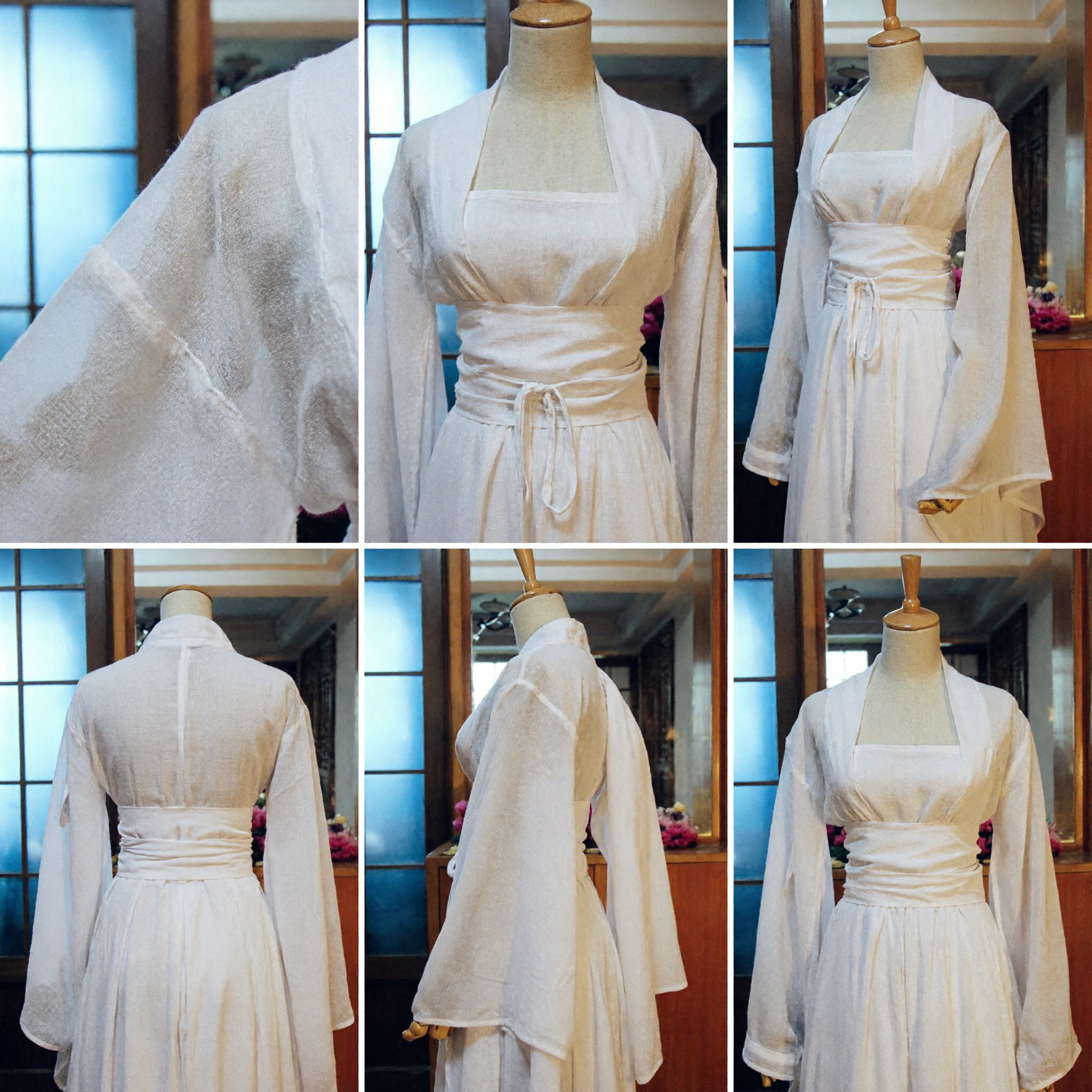 Elegancka Biała Tradycyjna Chińska Hanfu Suknia Damski Starożytny Kostium z Szerokimi Rękawami w Stylu Baśniowym - Asian Costume