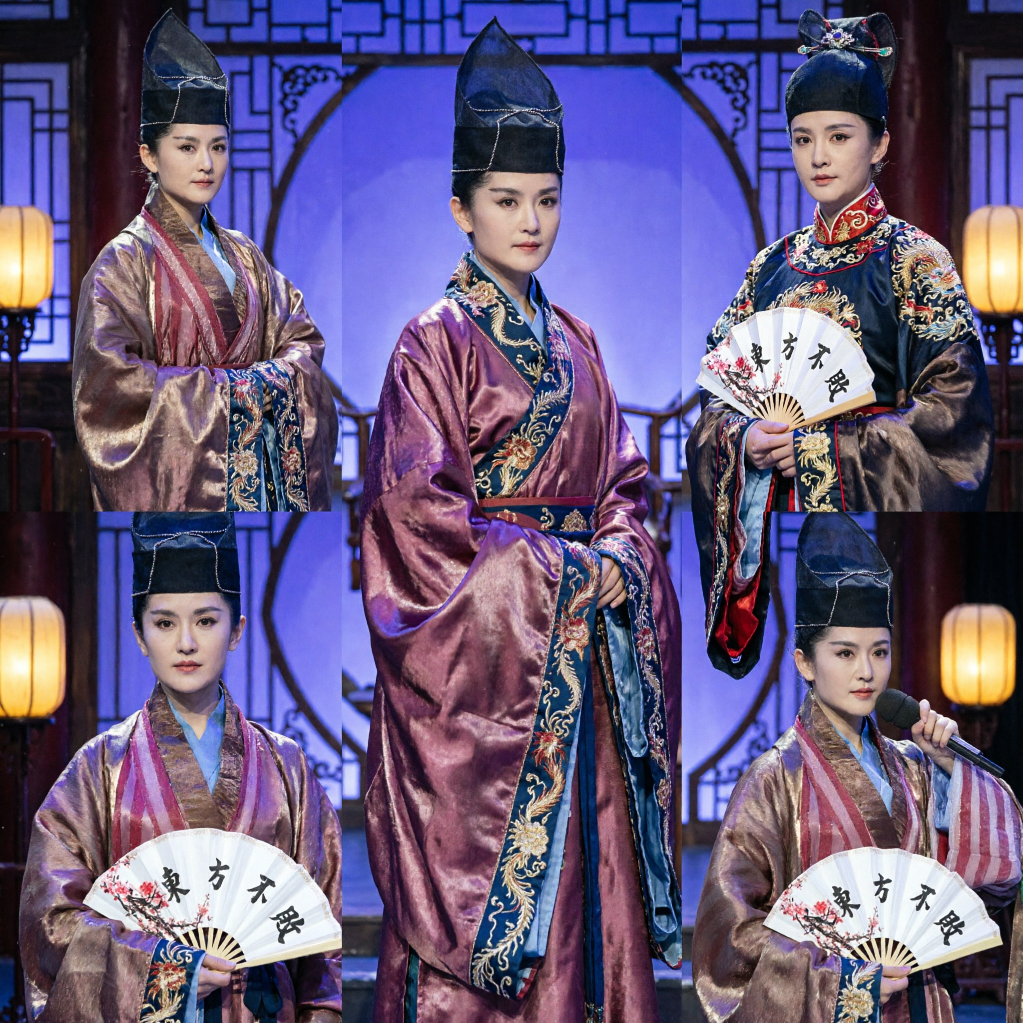 여성용 고대 중국 판관 의상 전통 관복과 높은 검은색 모자 - Asian Costume