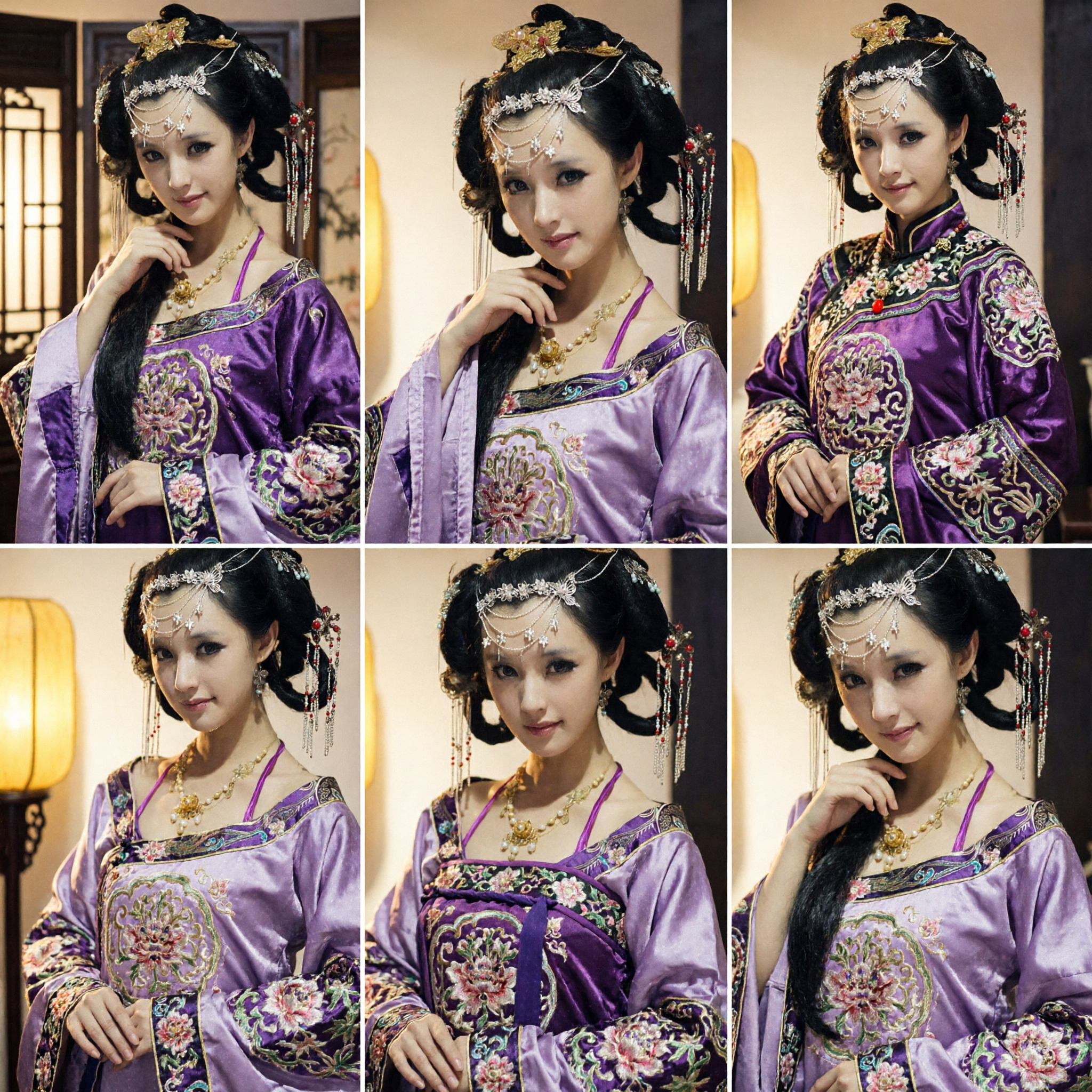 Accesorios de Pelo Exquisitos Hanfu de la Dinastía Tang Antiguo China Tocado Floral Dorado con Borlas para Boda y Cosplay - Asian Costume