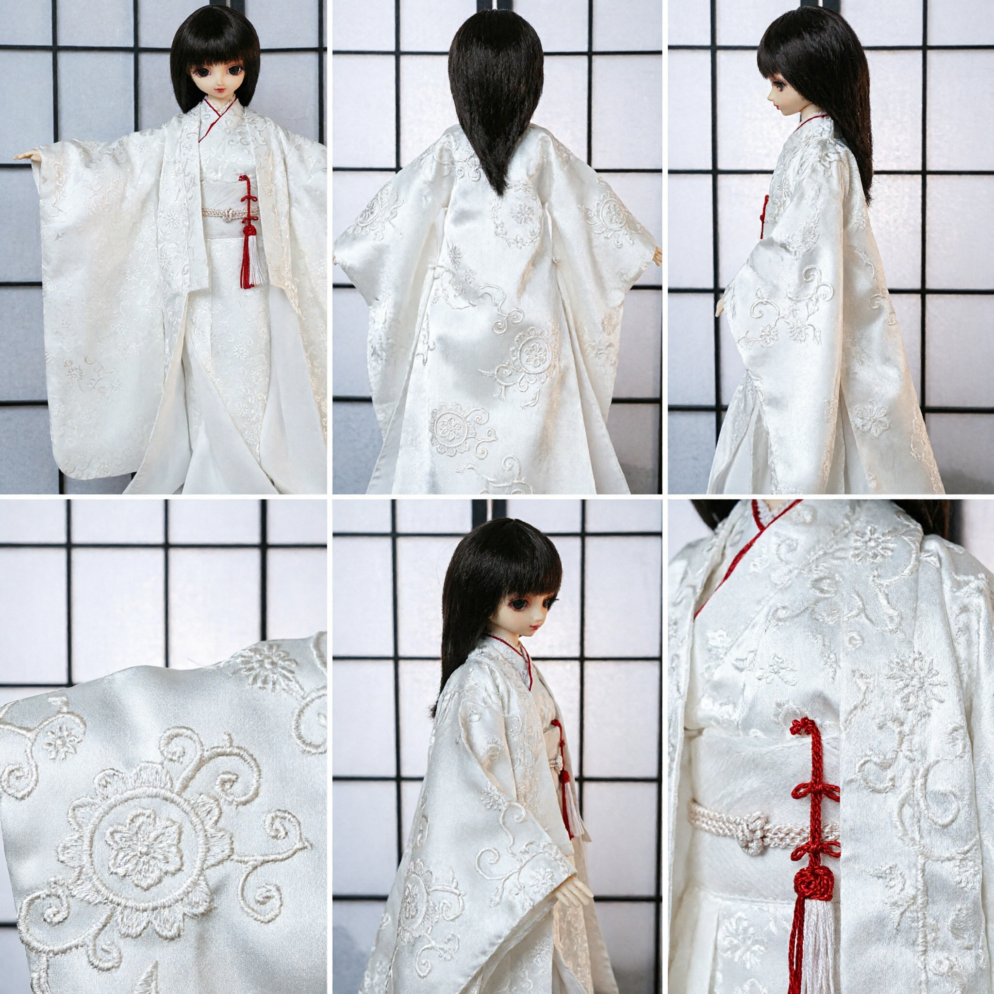 Traje Kimono Branco Tradicional para Bonecas BJD Escala 1/3 Elegante Vestido de Casamento Japonês Shiromuku - Asian Costume