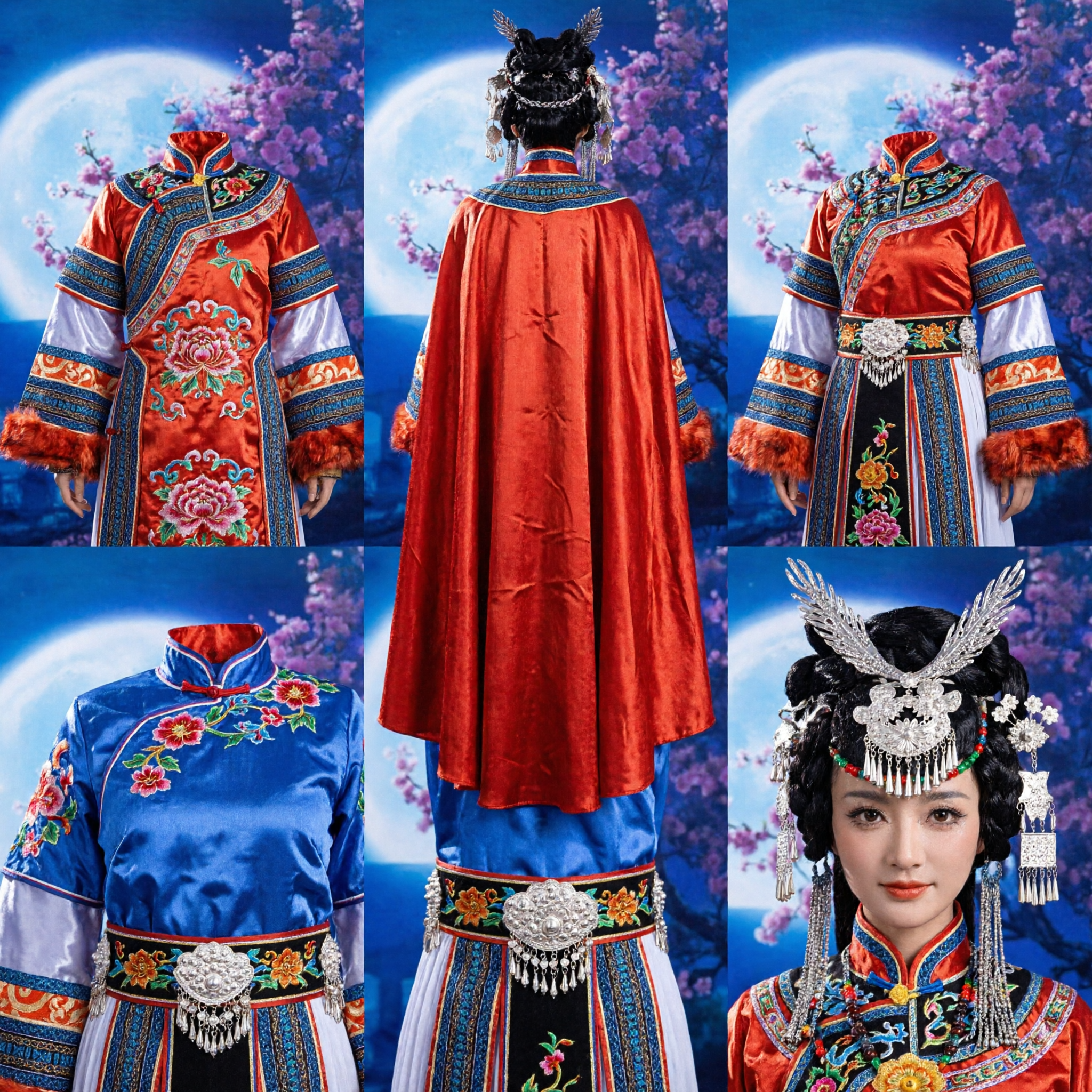 Costume da Danza Tradizionale Cinese da Principessa Mongola Abito Etnico Antico Rosso per Spettacoli per Donne Set Completo - Asian Costume