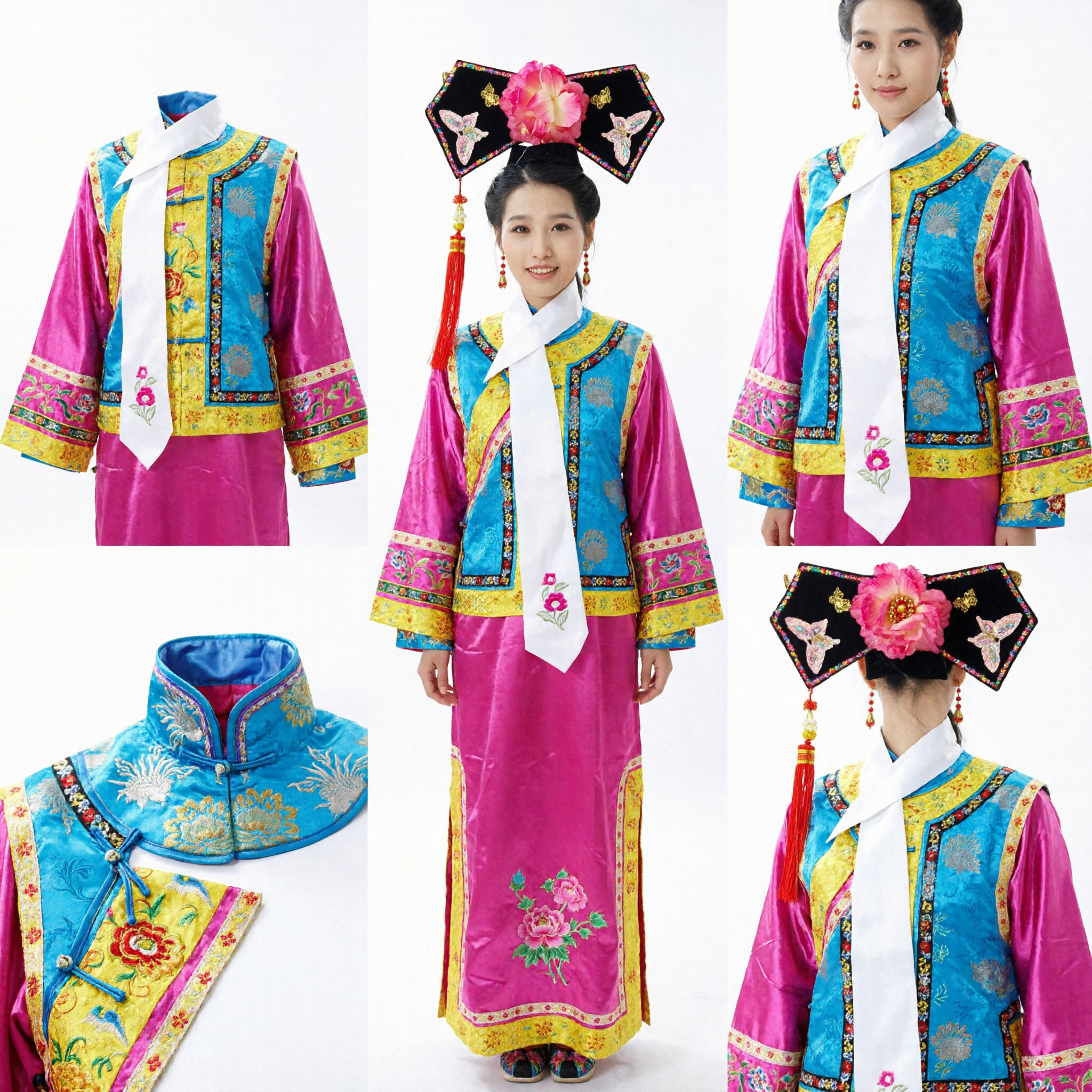 Conjunto de Traje de Princesa Manchú de la Dinastía Qing Tradicional China, Vestido de Emperatriz Antiguo para Mujer, para Presentaciones en Escenario y Cosplay - Asian Costume