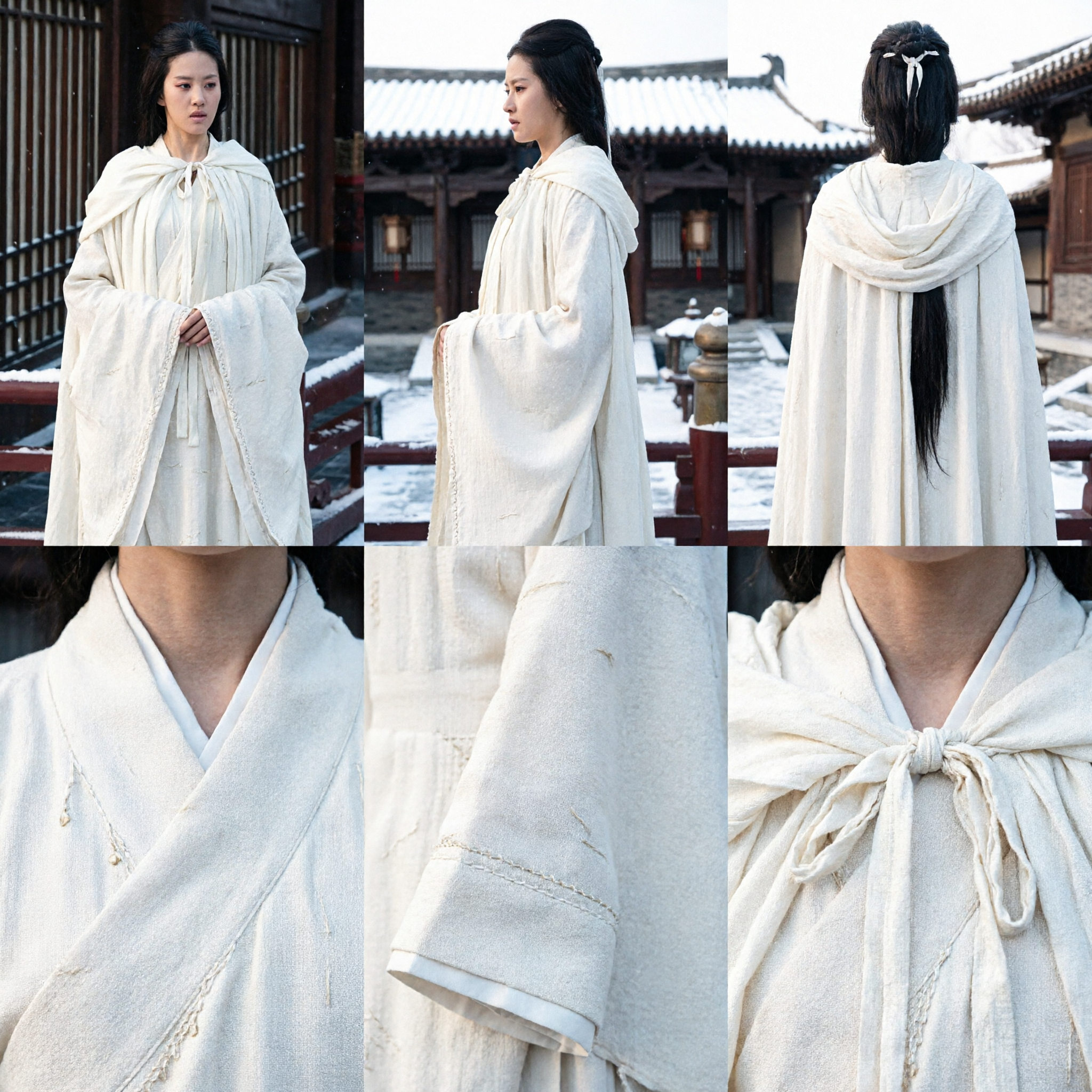 Mantello Invernale Bianco Tradizionale Cinese Costume Hanfu per Donne Cosplay Storico e Fotografia - Asian Costume