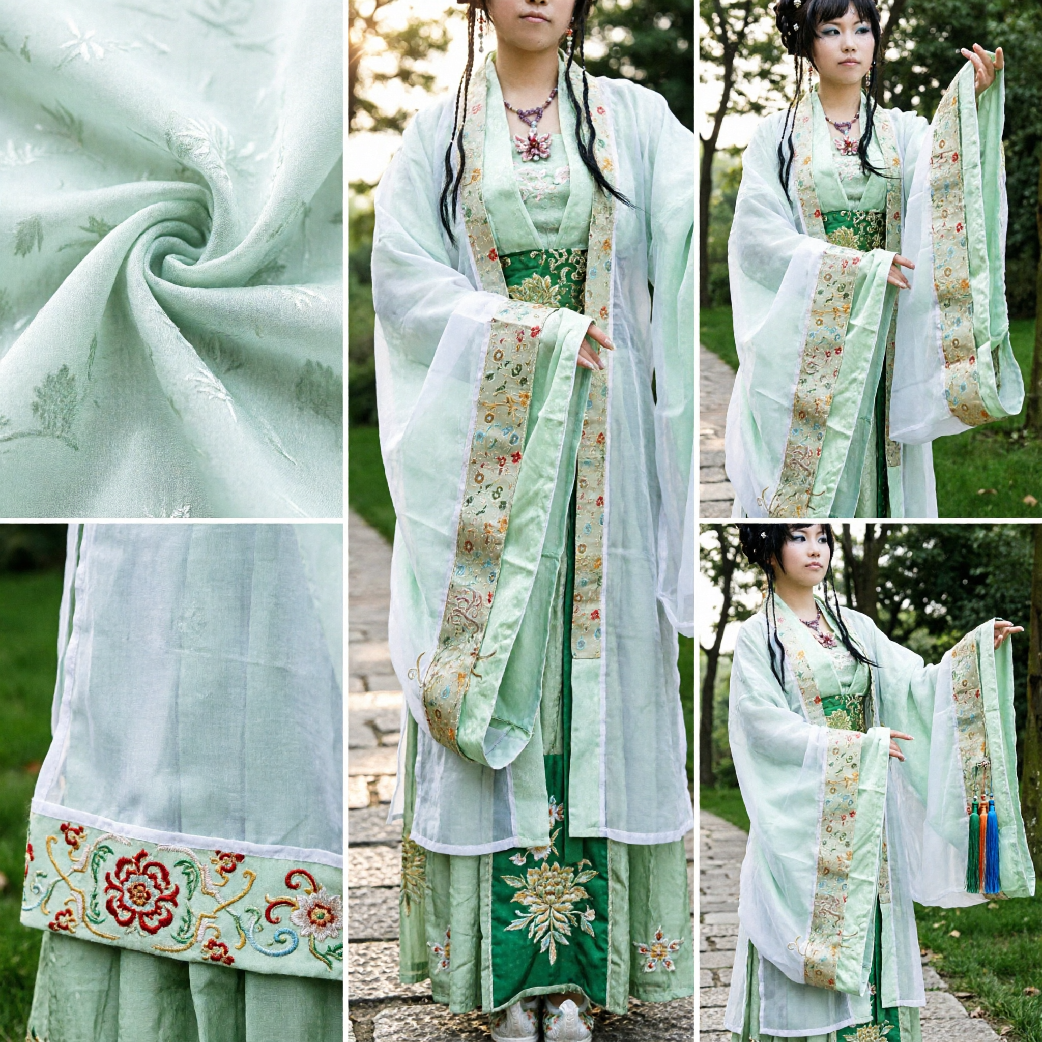 Abito Hanfu Verde Elegante per Donne Costume Antico Tradizionale Cinese Veste con Ricami Floreali per Performance e Cosplay - Asian Costume