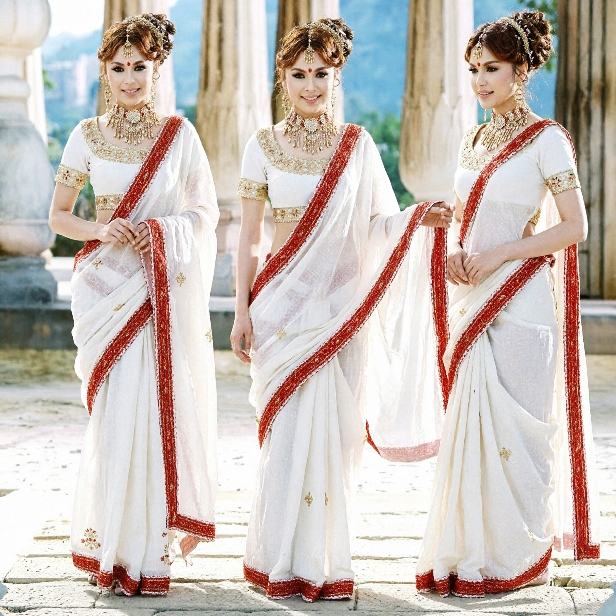 Biało-czerwony tradycyjny chiński strój taneczny dla kobiet na występy sceniczne, taniec ludowy i festiwale kulturowe - Asian Costume