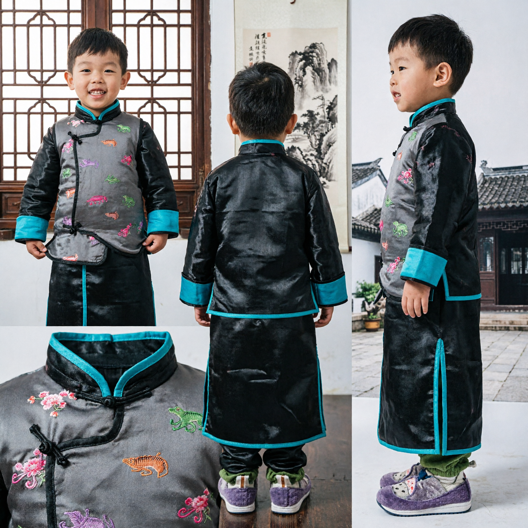 Toddler Boys Traditional Chinese Tang Suit Kung Fu Outfit for Lunar New Year Festival - Asian Costume