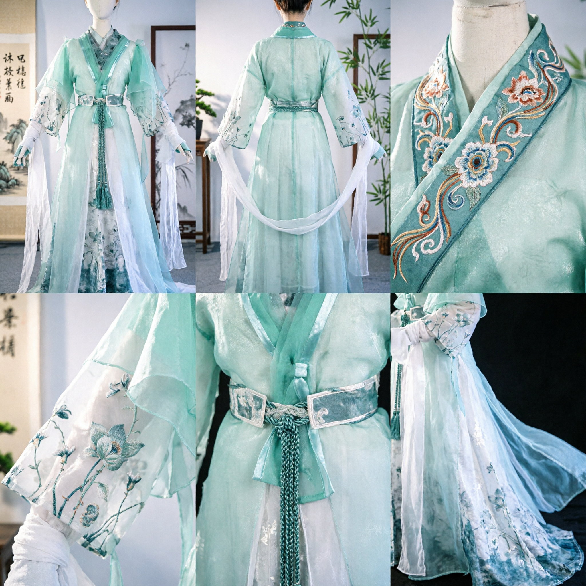 Elegante veste da fata verde Hanfu cinese tradizionale, costume antico per cosplay, esibizioni sul palco e fotografia - Asian Costume