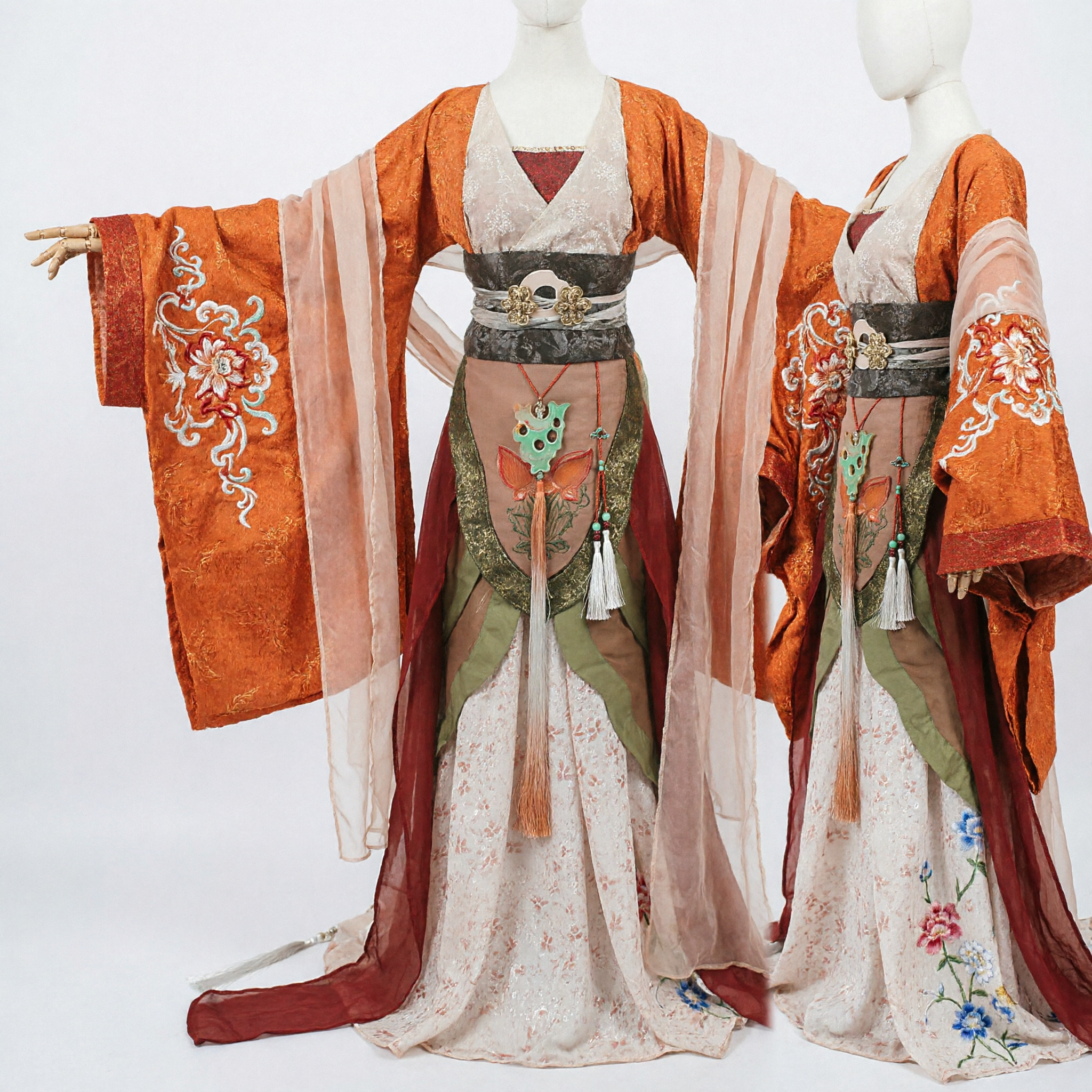Elegante Traje Hanfu da Dinastia Tang Laranja Vestido Tradicional Chinês Antigo de Fada para Cosplay Feminino - Asian Costume
