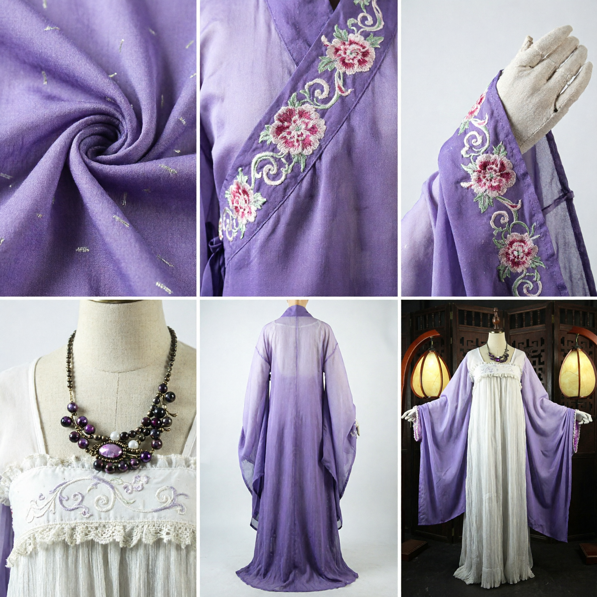 Traje de Princesa da Dinastia Tang Hanfu Chinês Tradicional Robe Roxo Vestido Branco Conjunto Antigo de Fada para Cosplay Feminino - Asian Costume