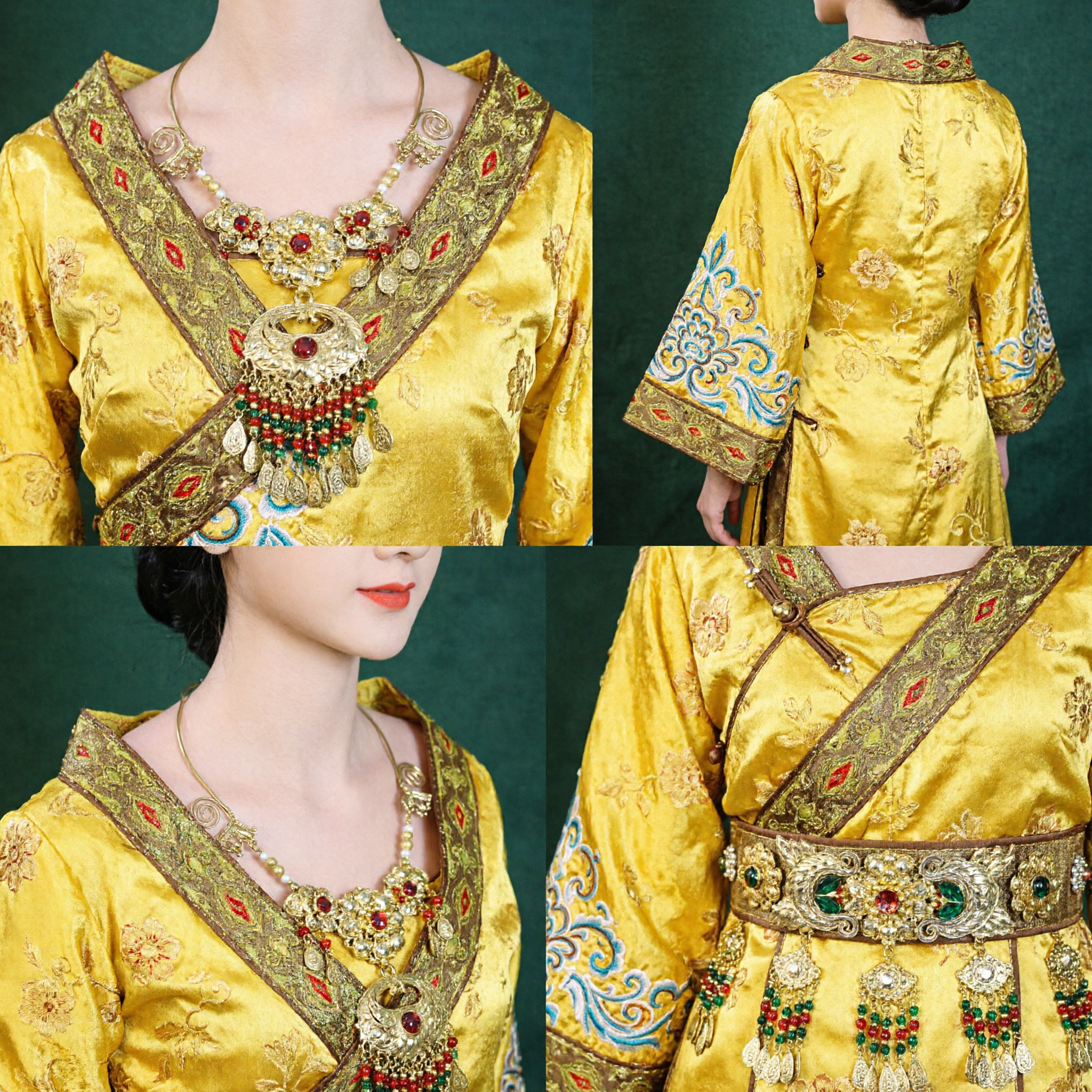 중국 고대 봉황 관 헤어 액세서리 당나라 금빛 머리장식 한푸 코스프레 웨딩용 - Asian Costume