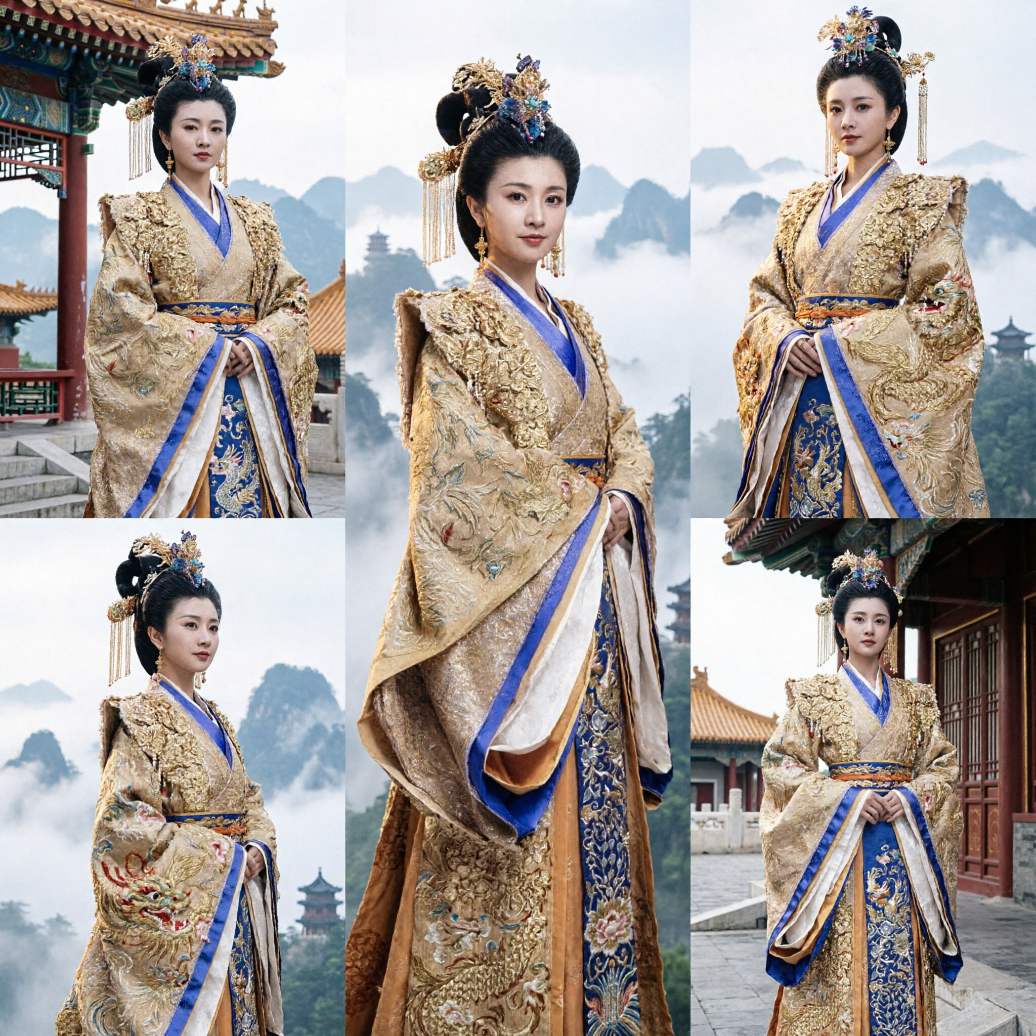 Traditionelles chinesisches Song-Dynastie Kaiserinnen-Kostüm Goldstickerei Hanfu Kleid für Frauen Cosplay - Asian Costume