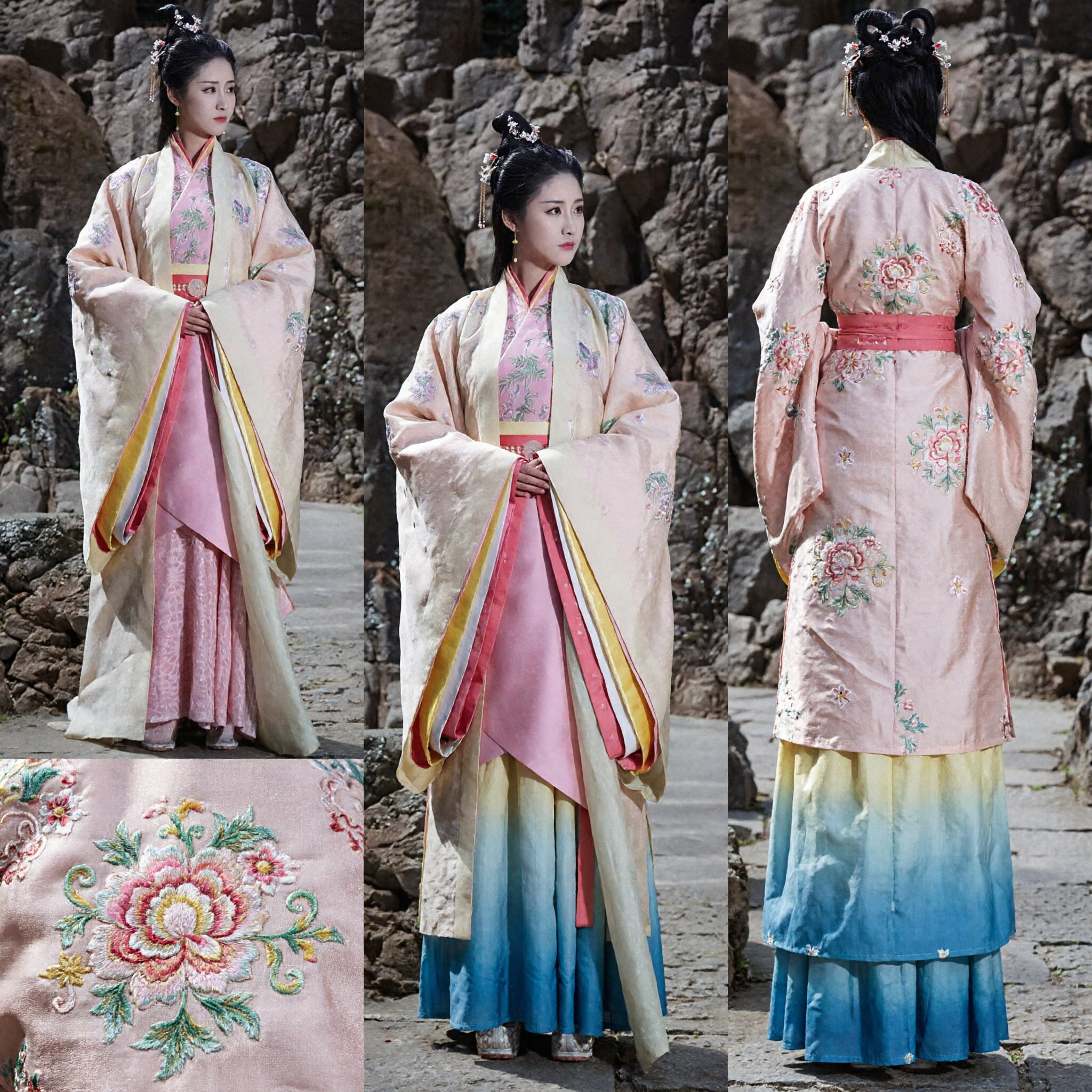 Costume Hanfu traditionnel chinois antique - Robe brodée rose de princesse - Tenue élégante pour femmes - Cosplay et fête - Asian Costume