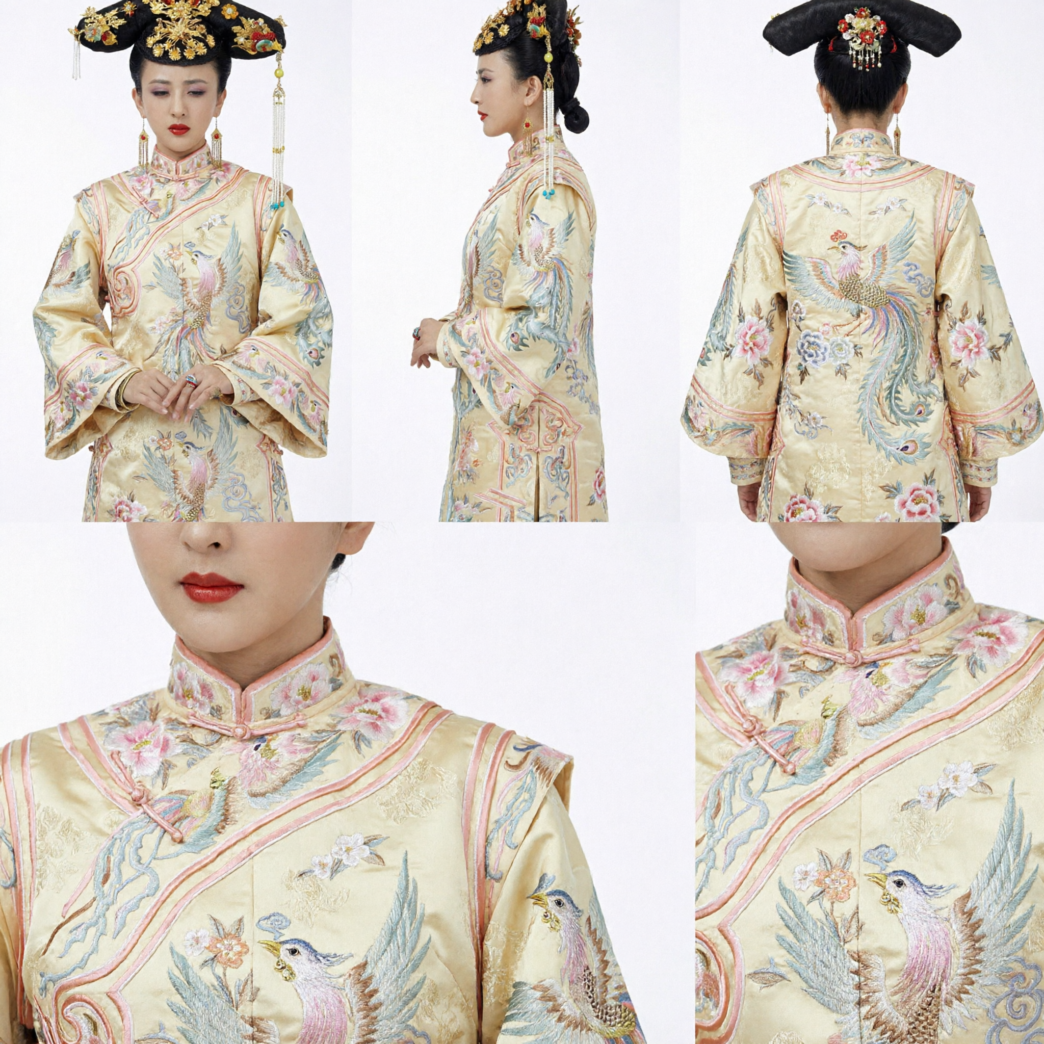 Traditioneel Chinese Qing-dynastie keizerin geel gewaad feniks borduurwerk historisch kostuum voor vrouwen periode drama cosplay - Asian Costume