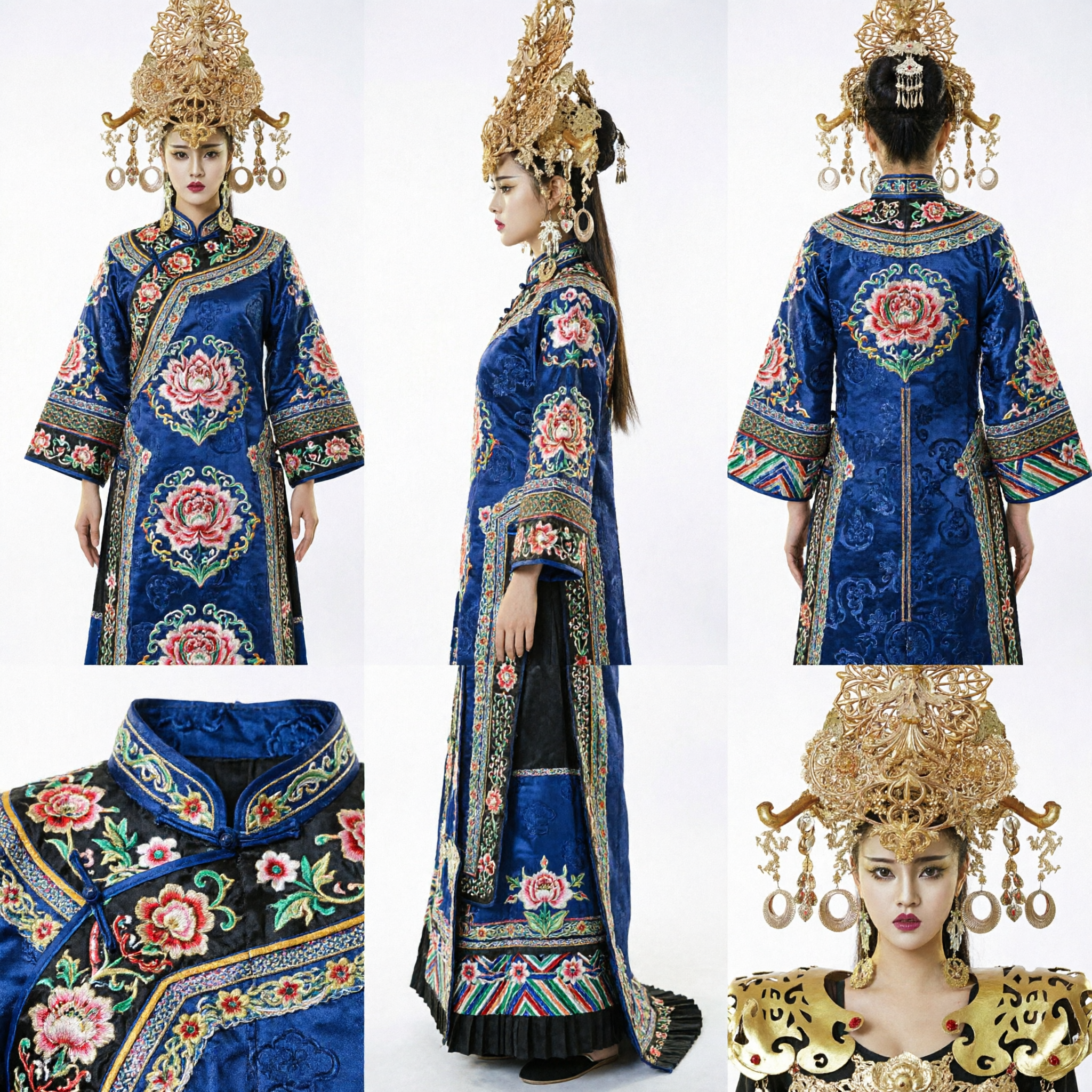 Exquisito Tocado de Corona de Fénix Tradicional China de Filigrana Dorada para Boda Hanfu de Mujer y Cosplay - Asian Costume