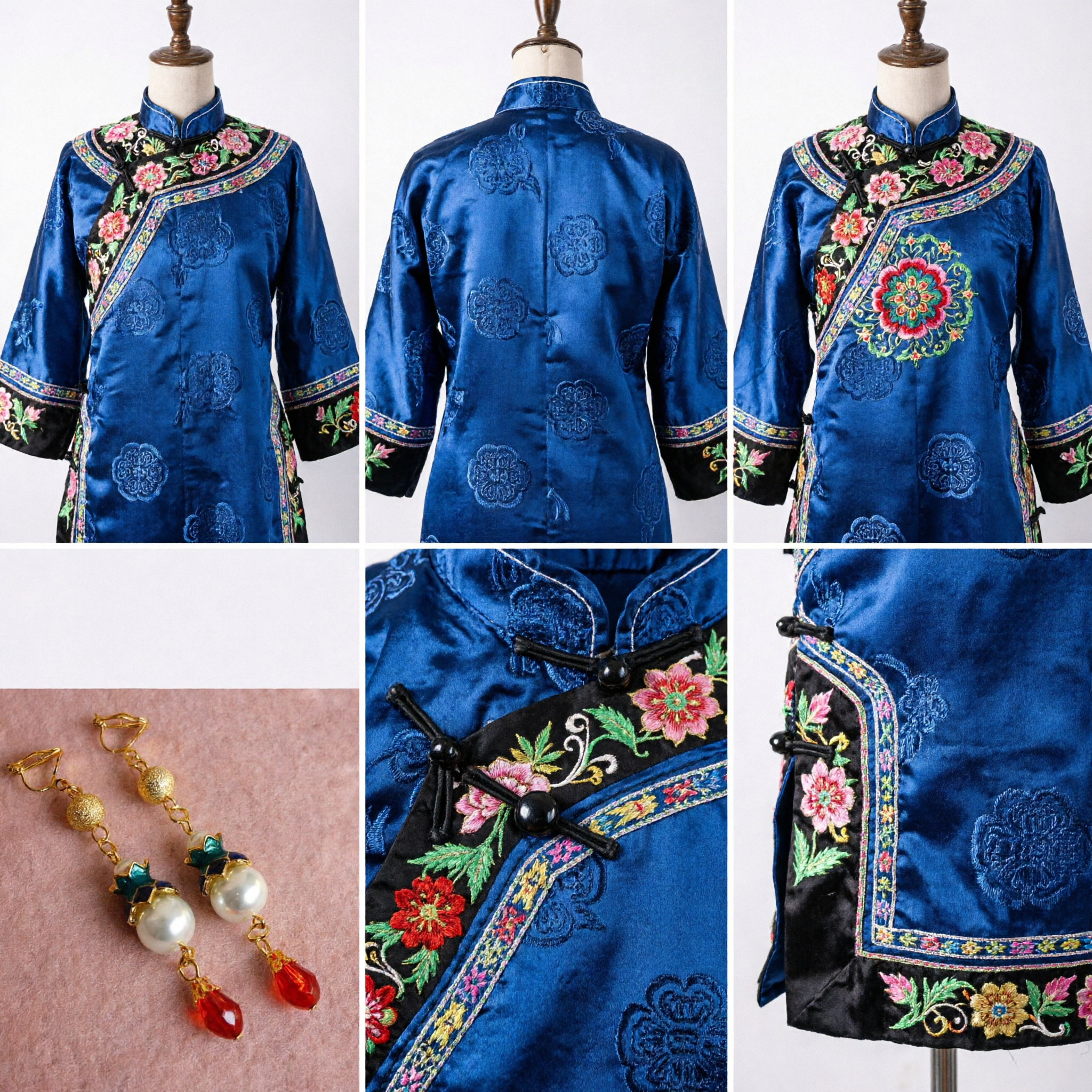 Traditionele Chinese Oude Stijl Clip-on Oorbellen Goud Parel Rode Kristal Druppel Hangend voor Hanfu Bruiloft Accessoires - Asian Costume