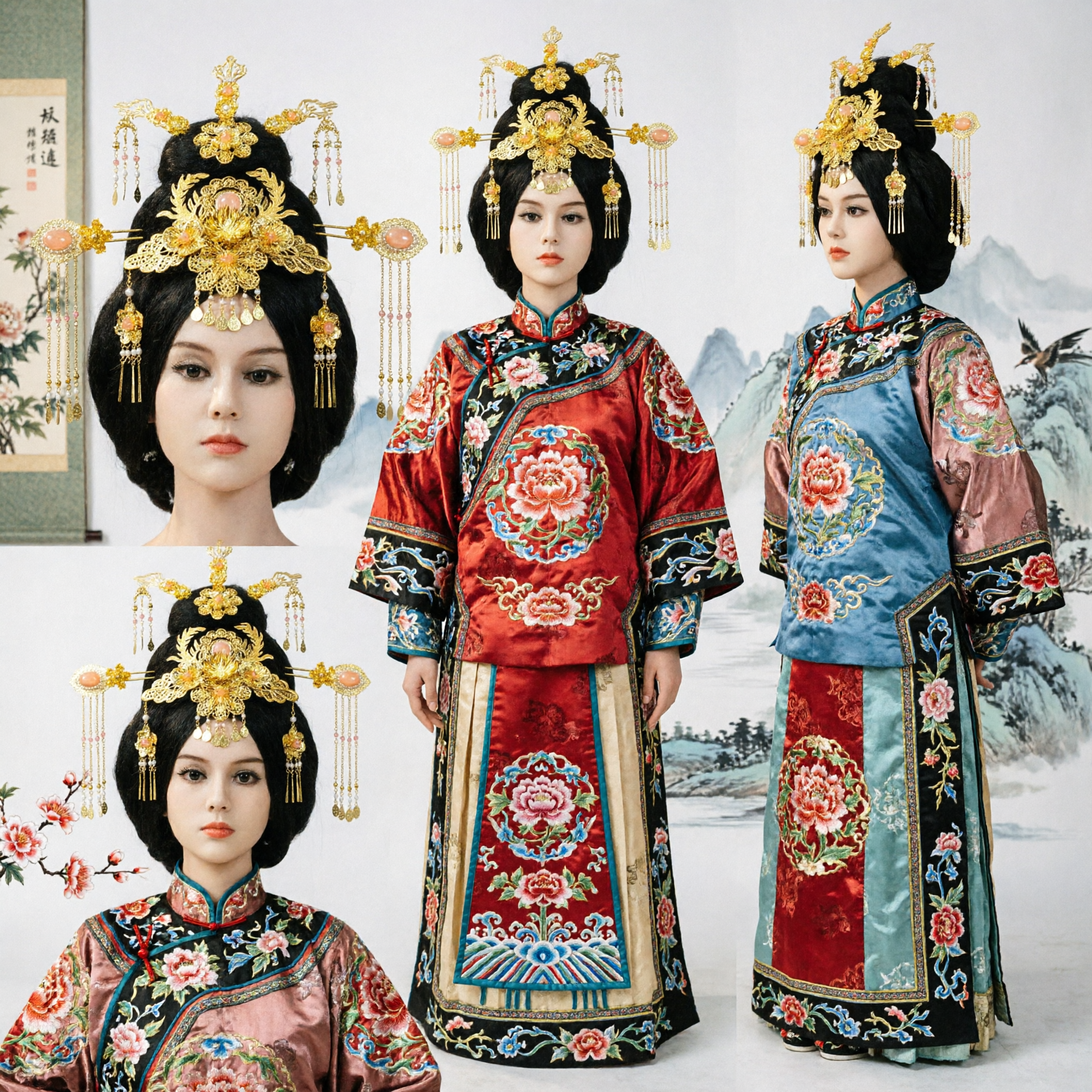 Exquisite Gouden Feniks Haaraccessoires Set Traditionele Chinese Hanfu Hoofdtooi voor Bruiloft Bruid en Cosplay - Asian Costume