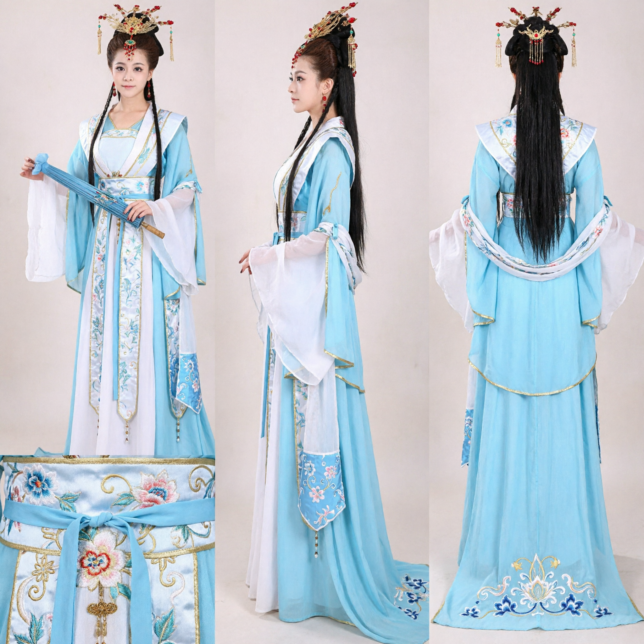 Traje Hanfu Azul de Princesa de la Antigua China, Vestido de Hada Tradicional para Cosplay y Presentaciones de Mujeres - Asian Costume