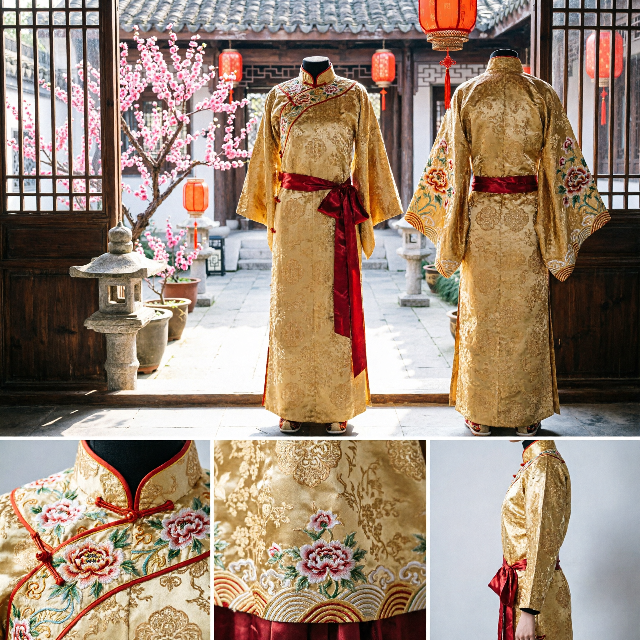 Traditional Chinese Golden Emperor Robe Ancient Royal Brocade Costume for Men Stage Performance - Asian Costume