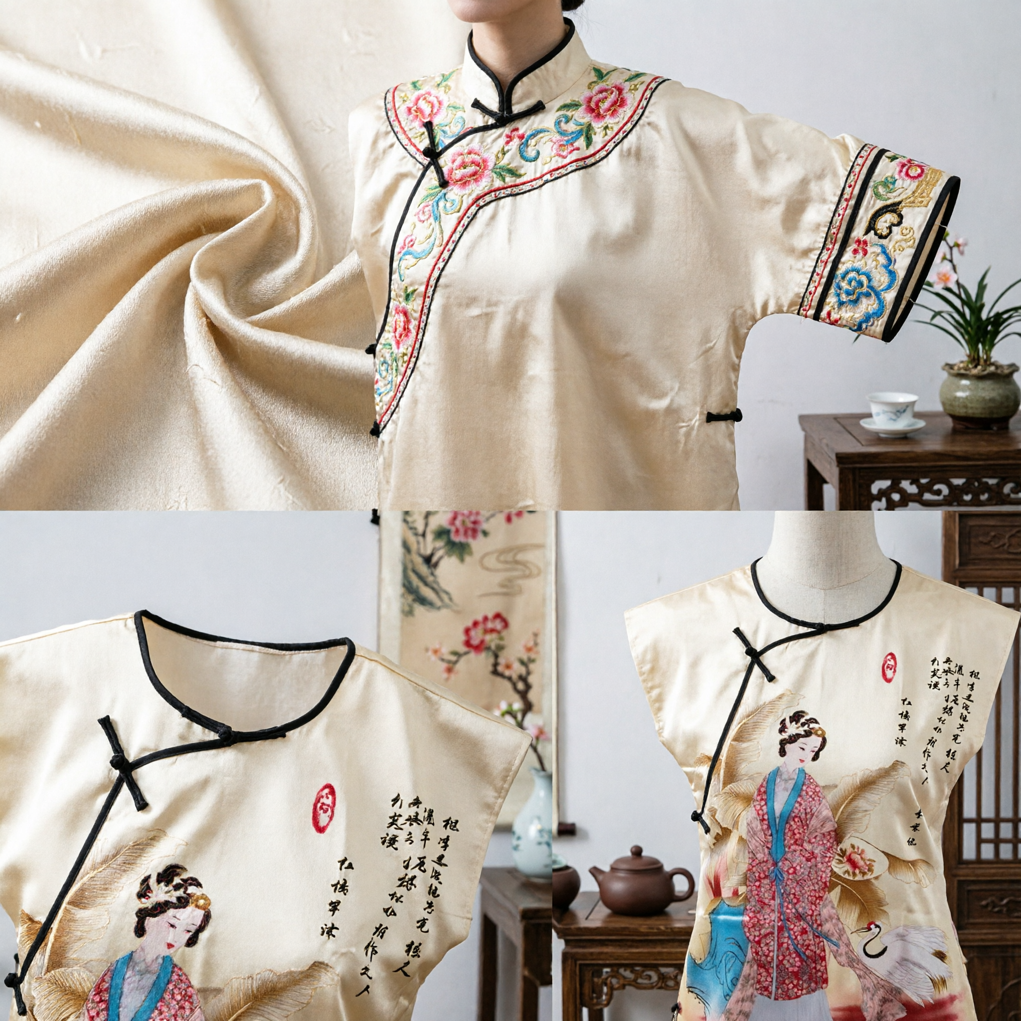 Elegant Traditional Chinese Silk Hanfu Top Blouse Ancient Style Tang Suit Shirt for Women Performance Costume - Asian Costume