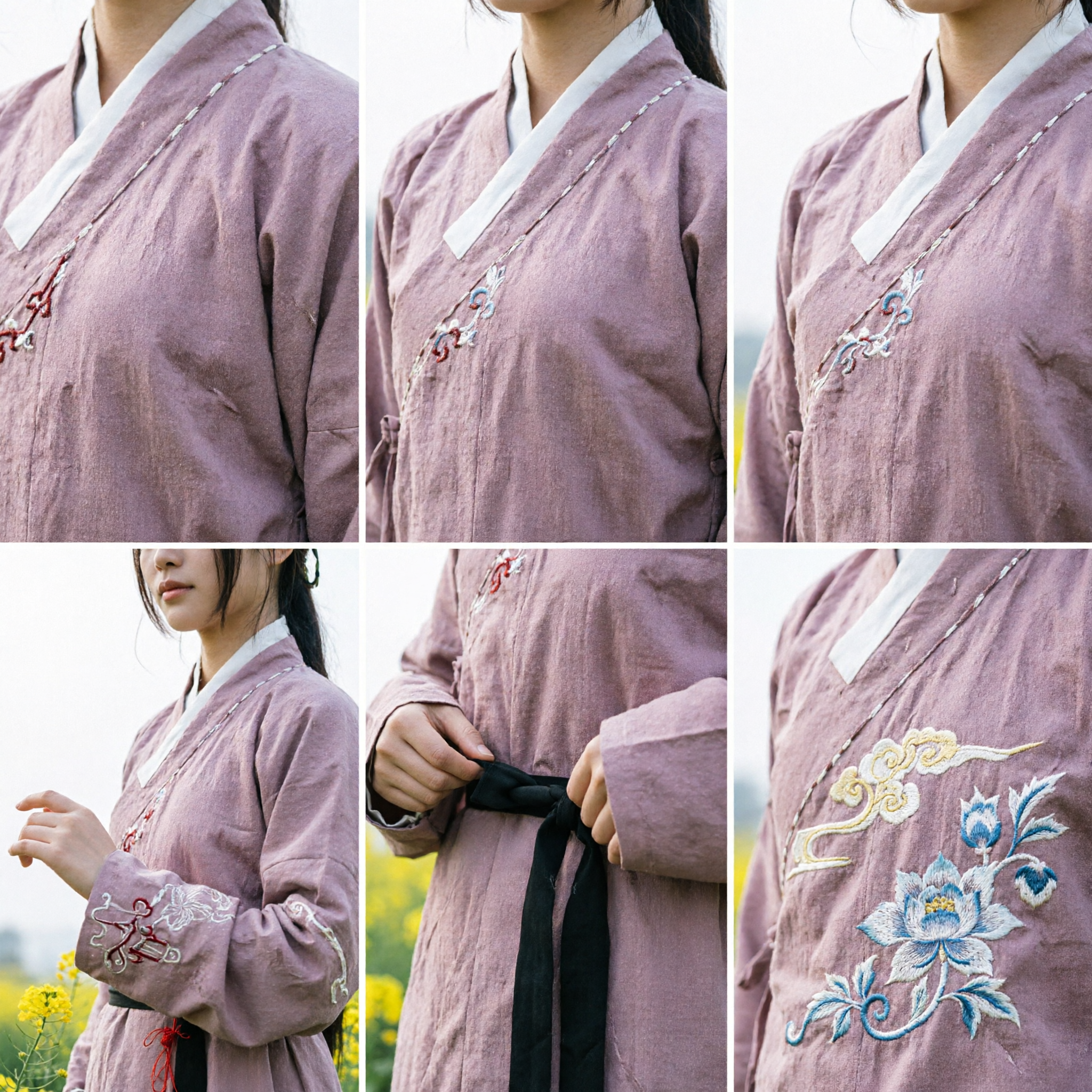 Chinesisches Traditionelles Wuxia Schwertkämpfer Kostüm Antiker Ritter Hanfu Gewand mit Verschleiertem Bambushut - Asian Costume
