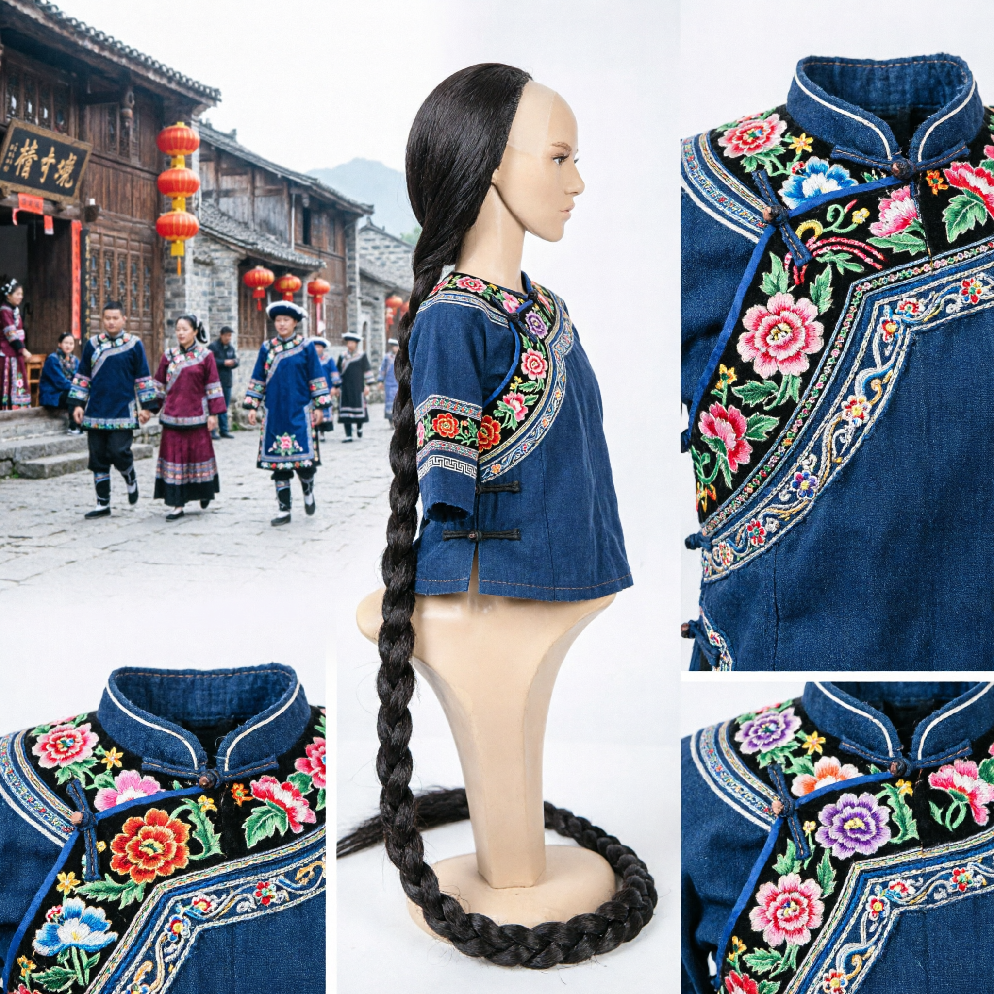 Oud-Chinese lange zwarte vlecht pruik Hanfu Cosplay Haartooi Traditioneel Kostuum Accessoire voor Vrouwen - Asian Costume