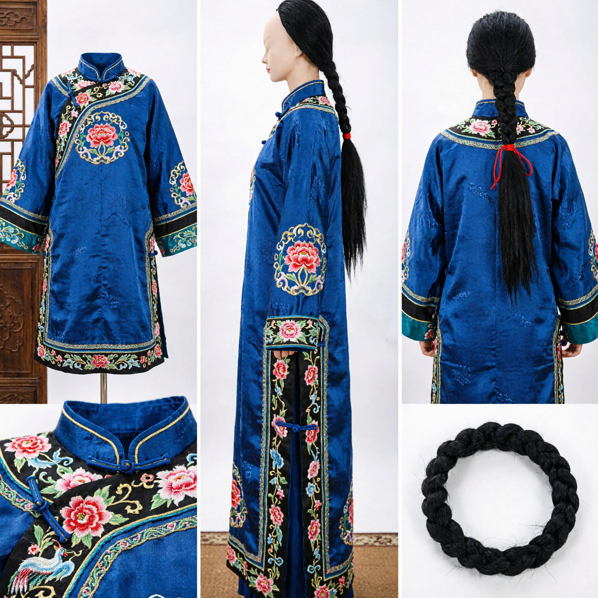 Peruca Manchu Queue da Dinastia Qing Chinês Tradicional Acessório Capilar para Traje Antigo Masculino, Cosplay e Peças Teatrais - Asian Costume