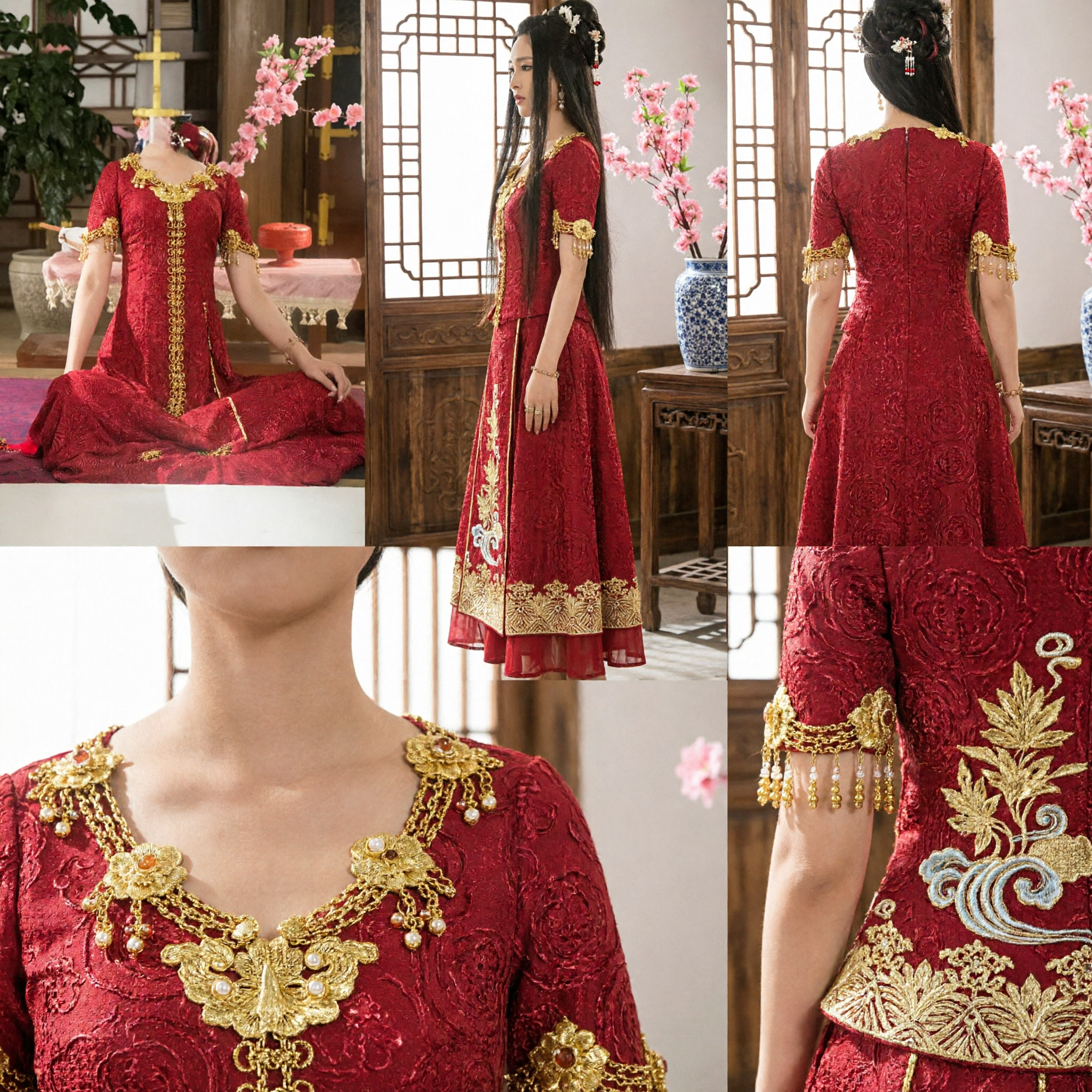 Costume Antico da Principessa Cinese Hanfu Rosso Abito Tradizionale da Dama di Palazzo per Donne Cosplay - Asian Costume