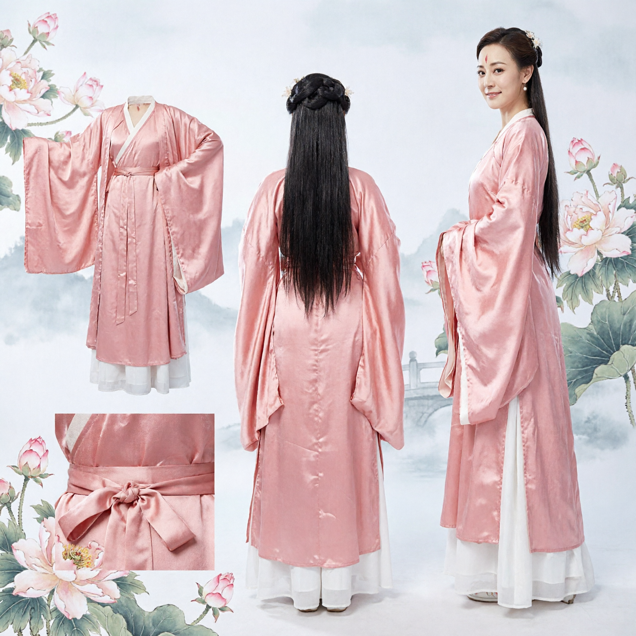 Elegancki Różowy Tradycyjny Chiński Strój Hanfu, Starożytna Suknia Wróżki dla Kobiet do Cosplayu i Występów Scenicznych - Asian Costume