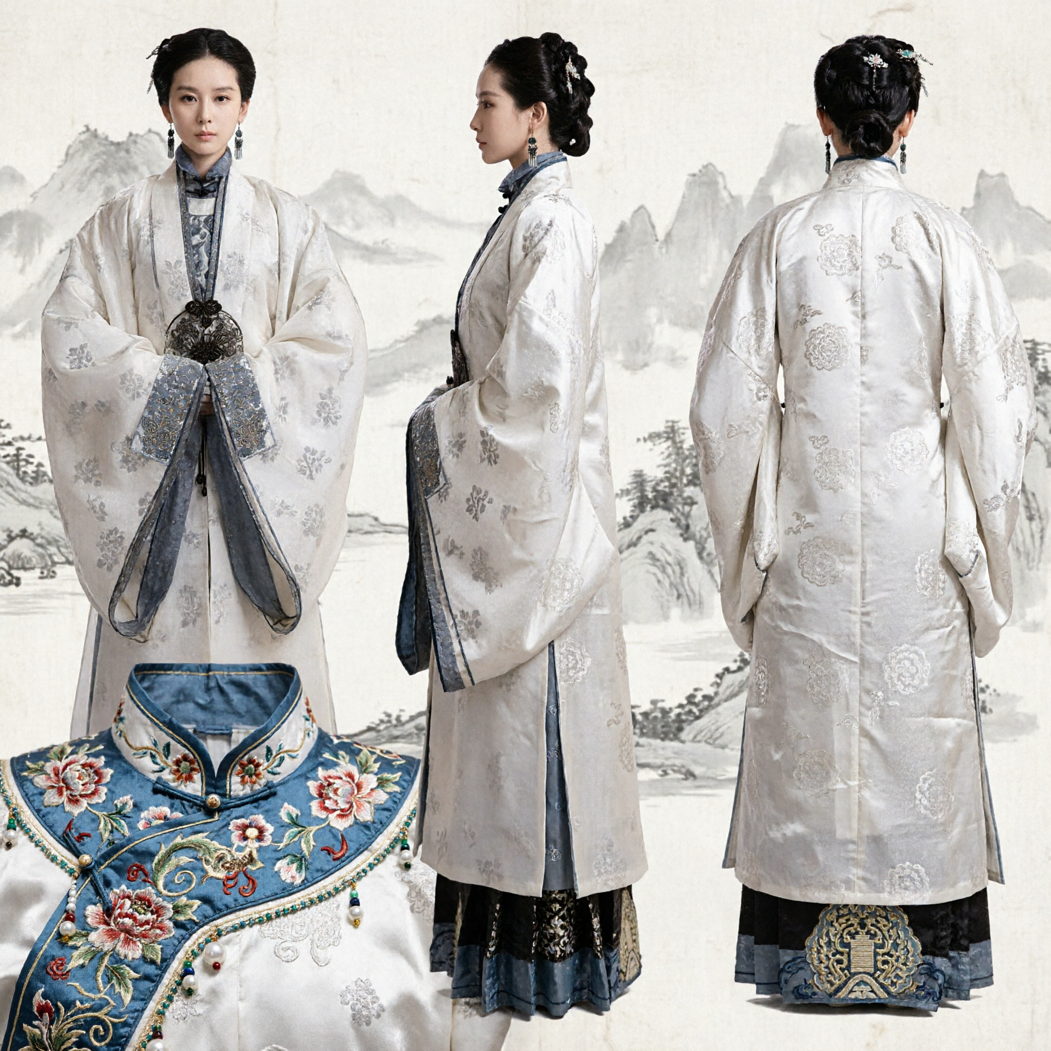 Traditioneel Chinese Hanfu Ming-dynastie Beizi Lange Jas Elegante Bloemenprint Vrouwen Historisch Kostuum voor Cosplay - Asian Costume