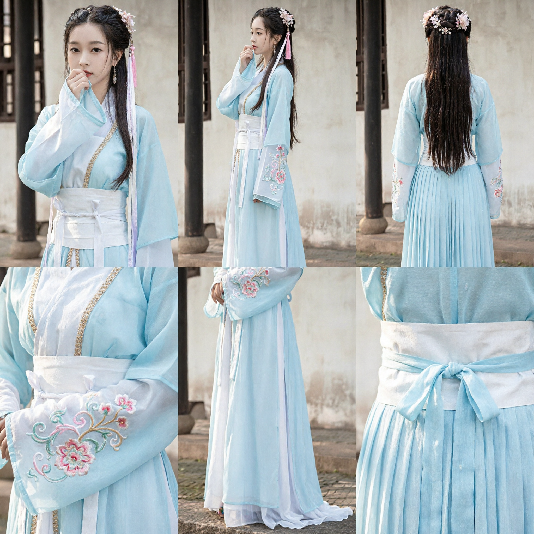 Costume Hanfu Elegante Azzurro, Vestito da Principessa Fata Tradizionale Cinese Antico per Donne, per Cosplay - Asian Costume