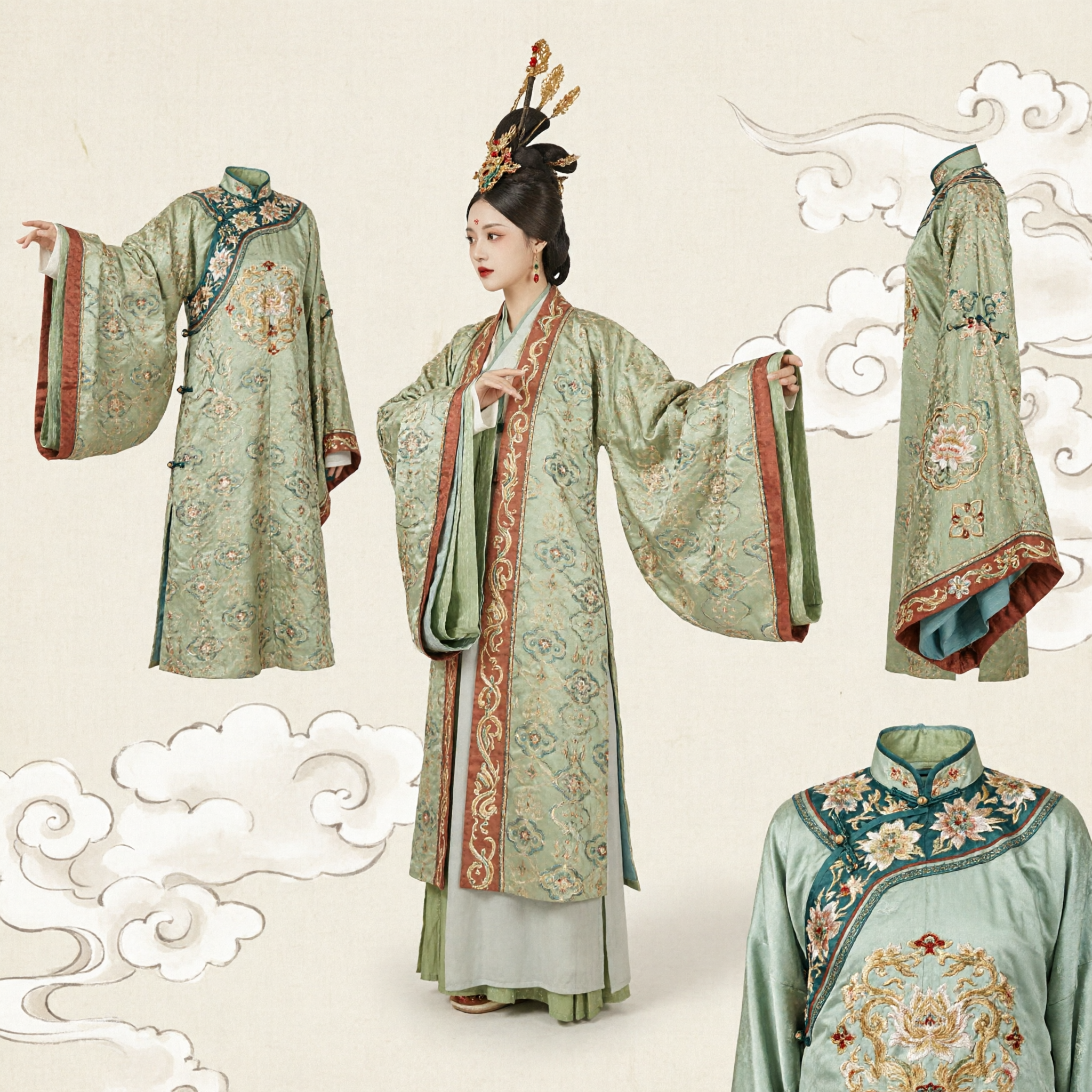 Costume Hanfu vert d'impératrice chinoise ancienne, robe traditionnelle de princesse pour cosplay historique et spectacle féminin - Asian Costume