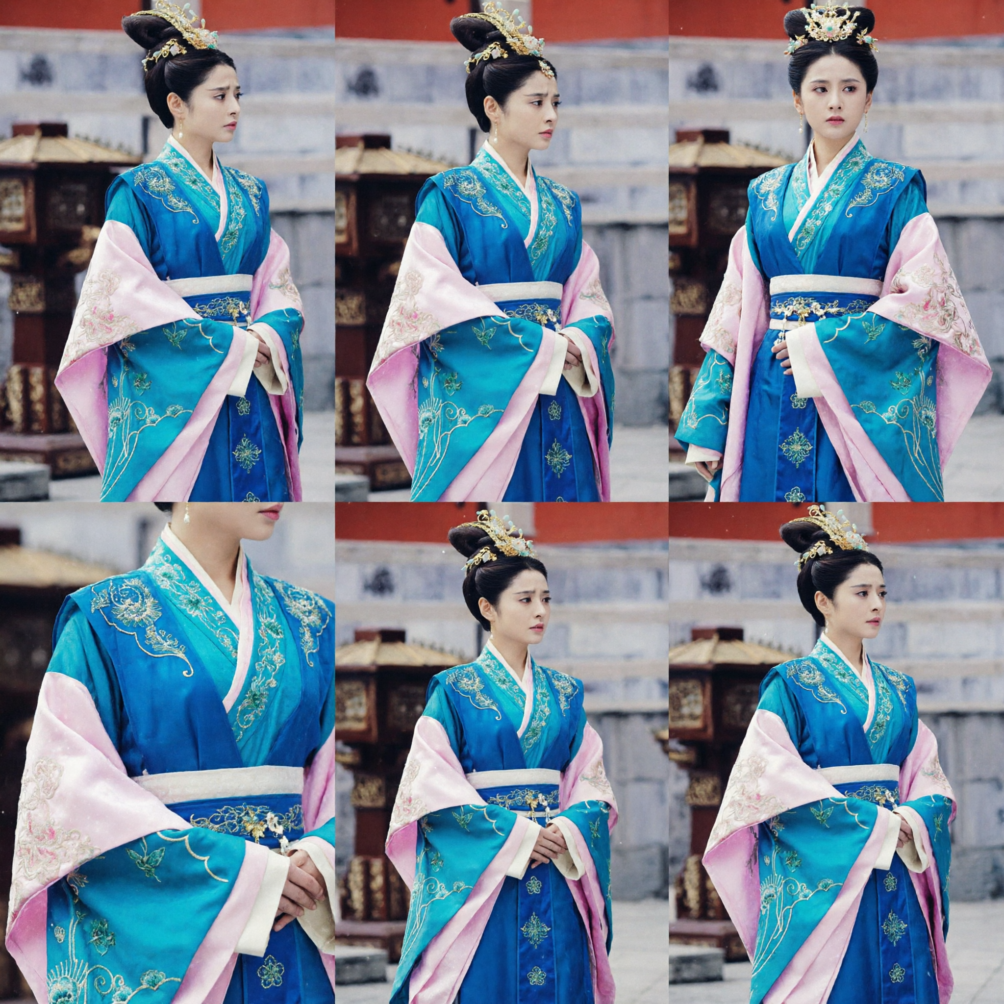 Costume Hanfu traditionnel chinois ancien de princesse, robe bleue brodée pour femmes, ensemble de vêtements historique pour cosplay - Asian Costume